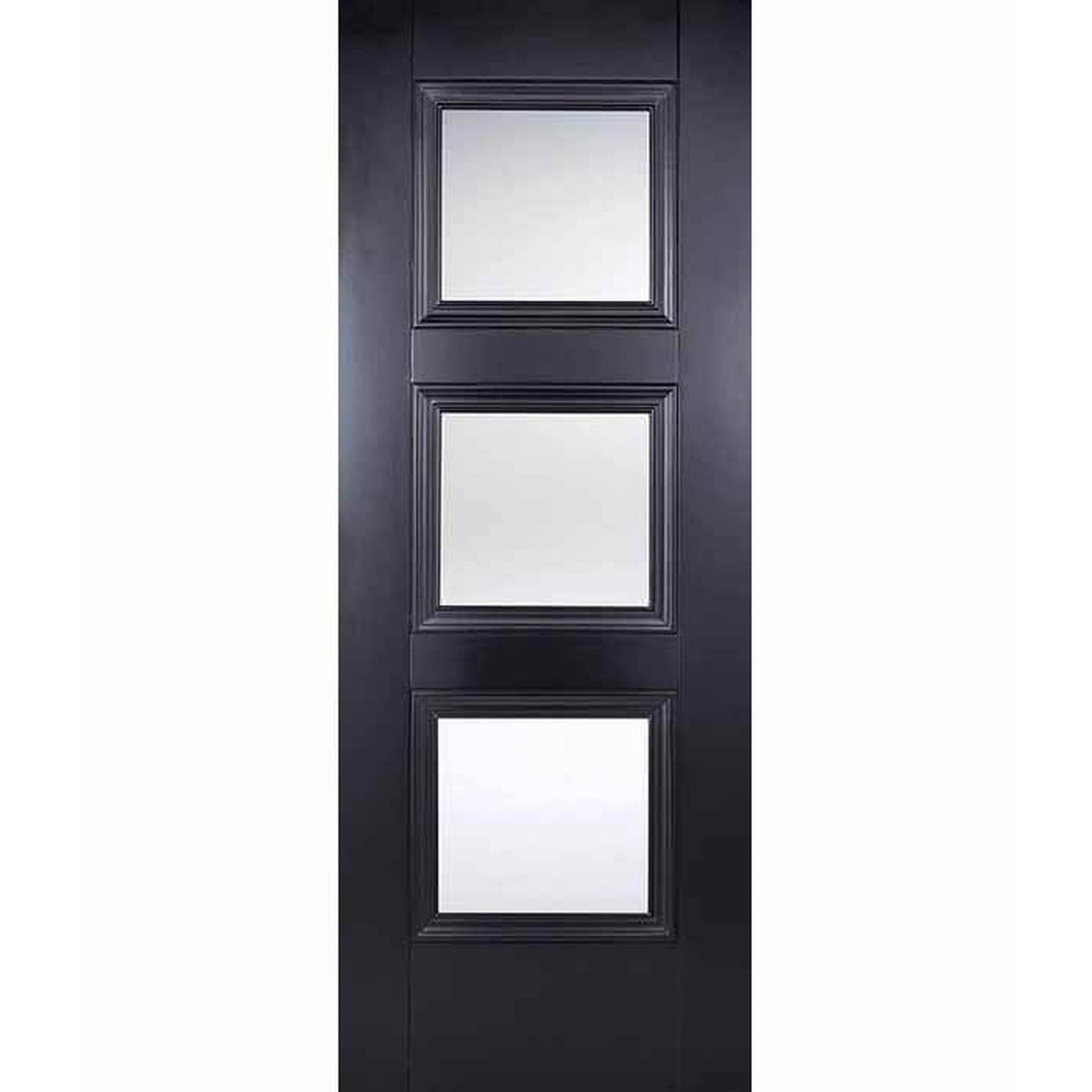 Amsterdam Black Primed 3 Panel Glazed Internal Door - Main Product Image
