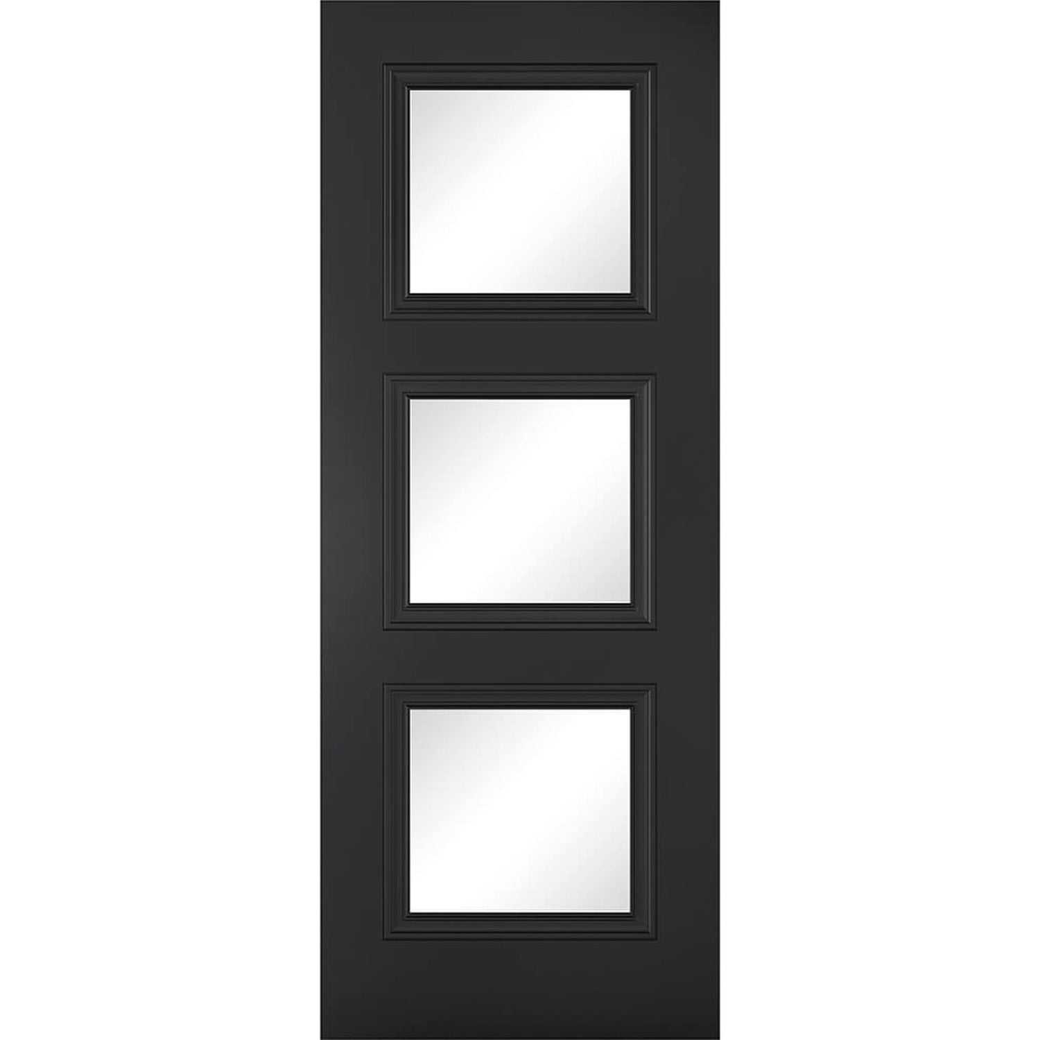 Antwerp Black Primed 3 Panel Glazed Internal Door - Main Product Image