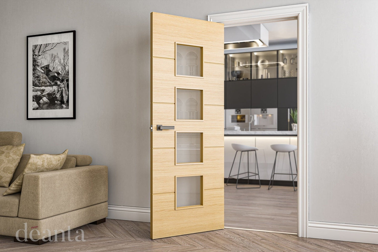 Augusta Prefinished Glazed Oak Fire Door