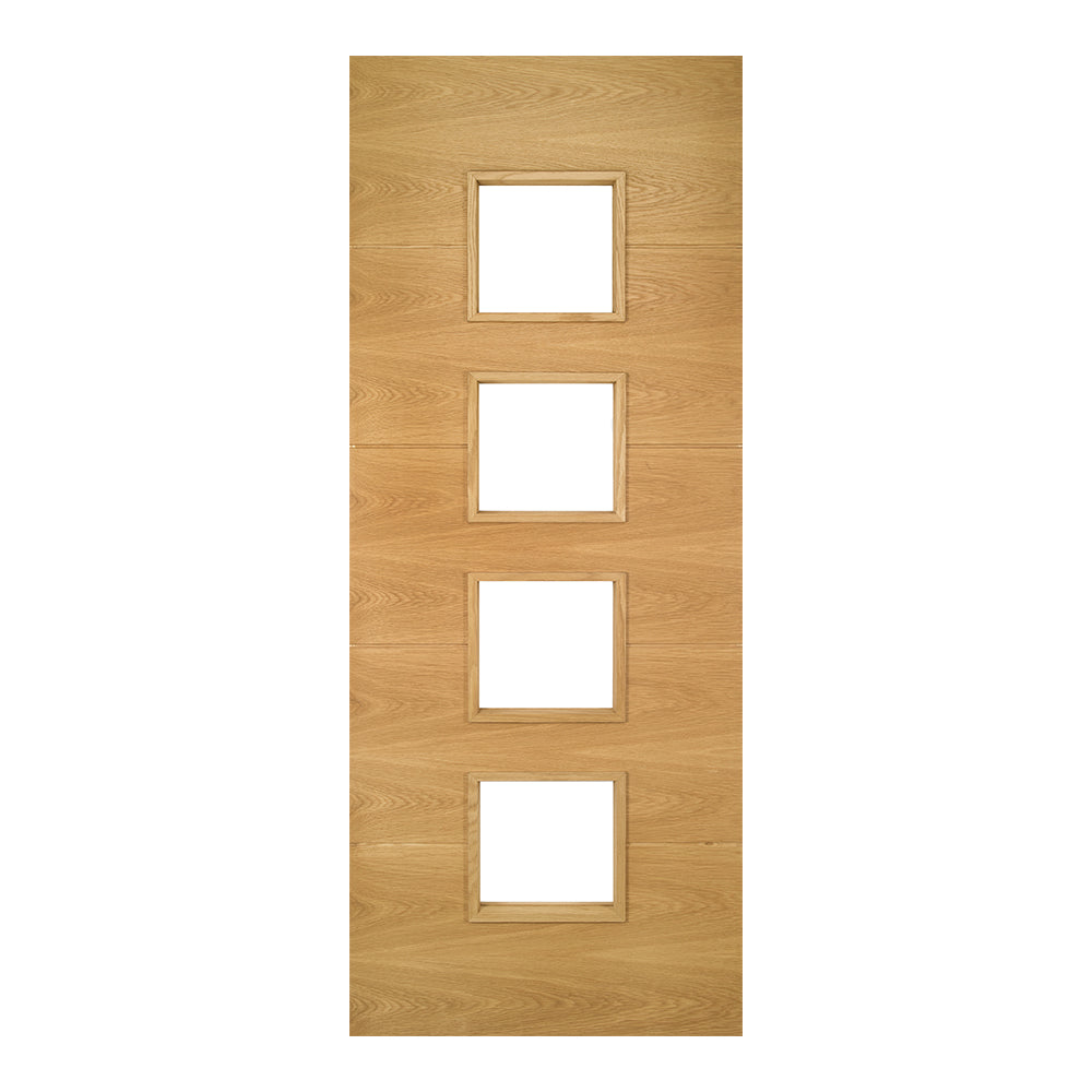 Product oak Augusta flat clear glazed internal door with glass panels