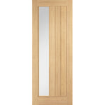 Product oak internal door with offset clear glazed panel