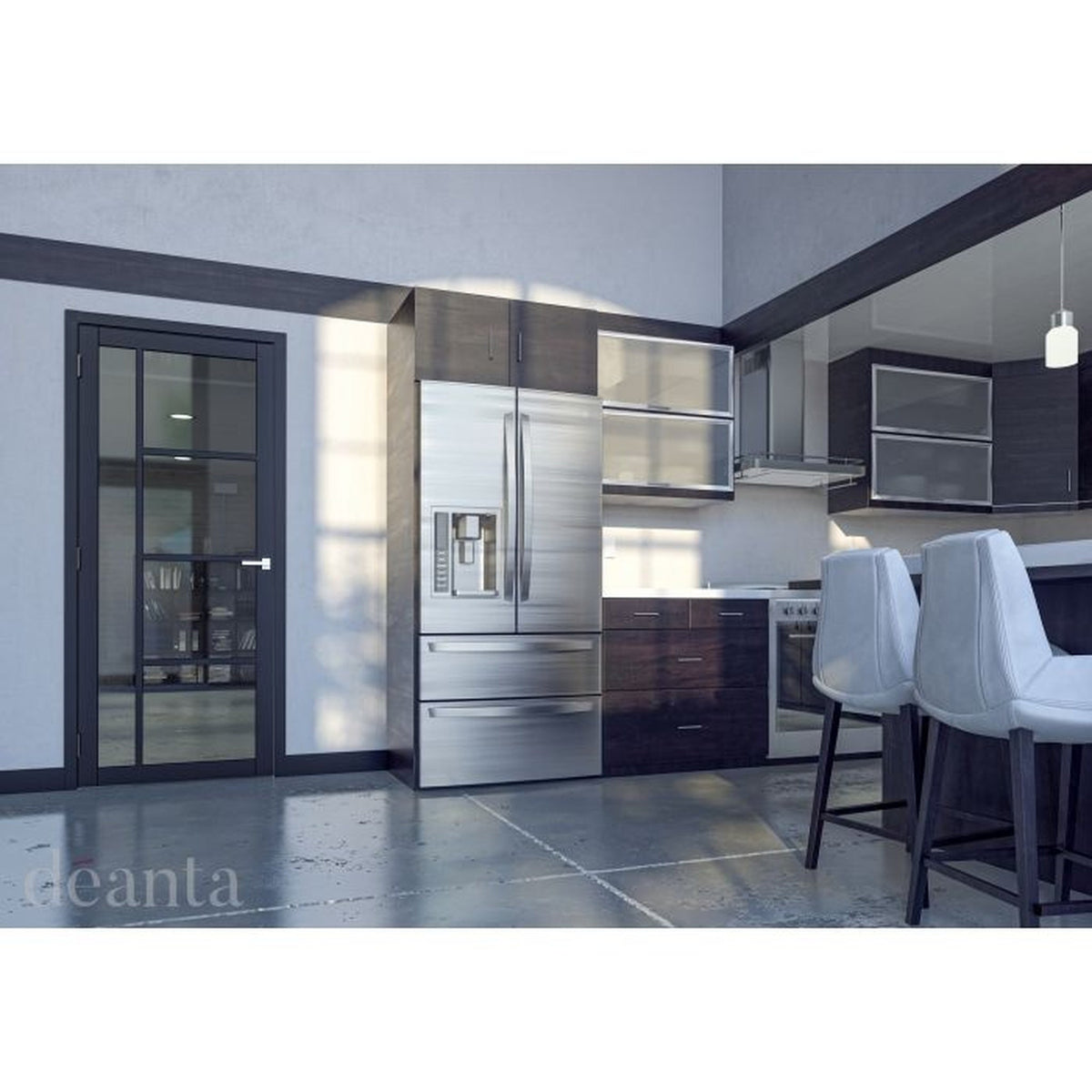 Brixton Black Prefinished Tinted Glazed Internal Door - Lifestyle Image 1
