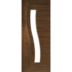 Product Cadiz clear glazed prefinished walnut door on white background