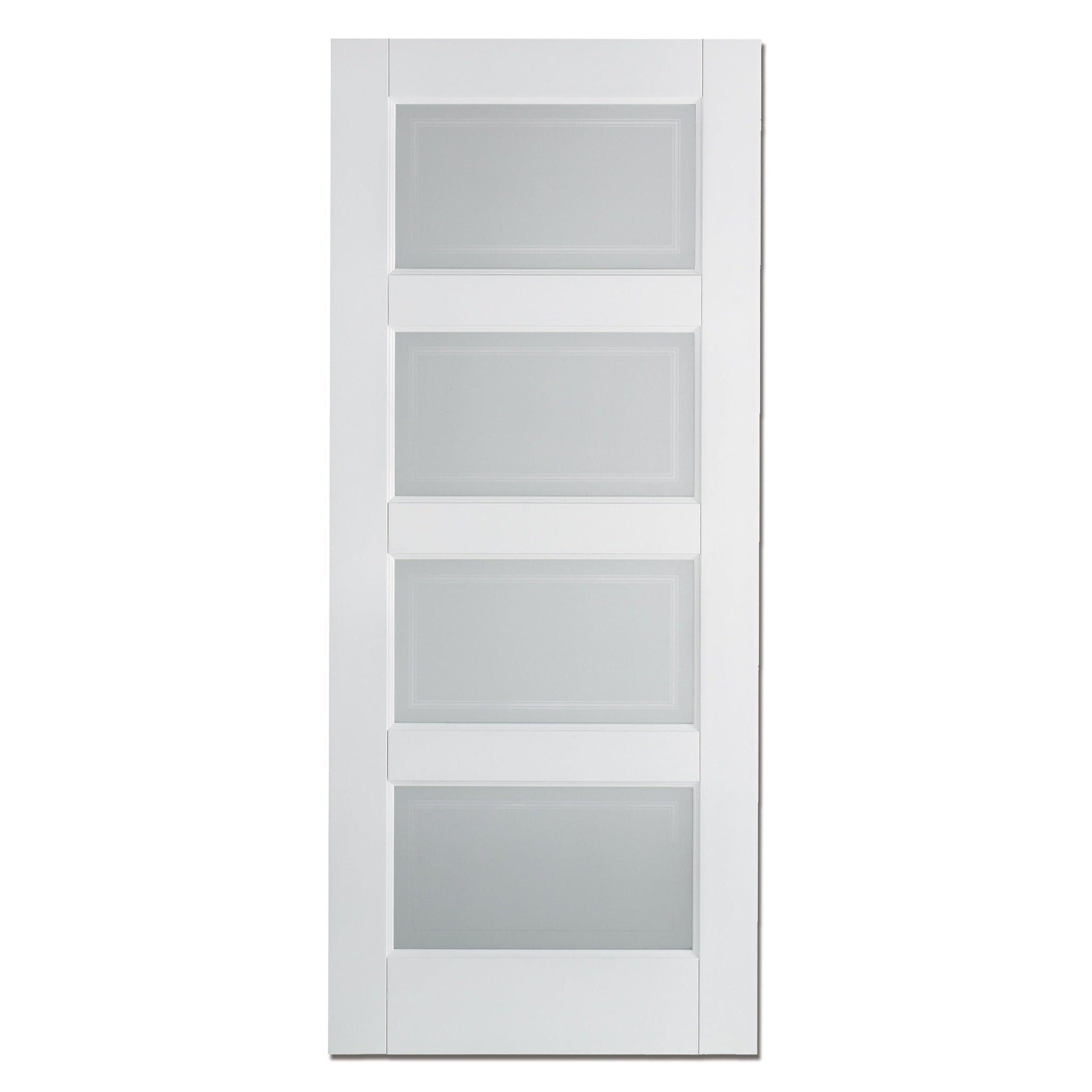 Contemporary 4L Frosted Glazed White Primed Door - Main Product Image