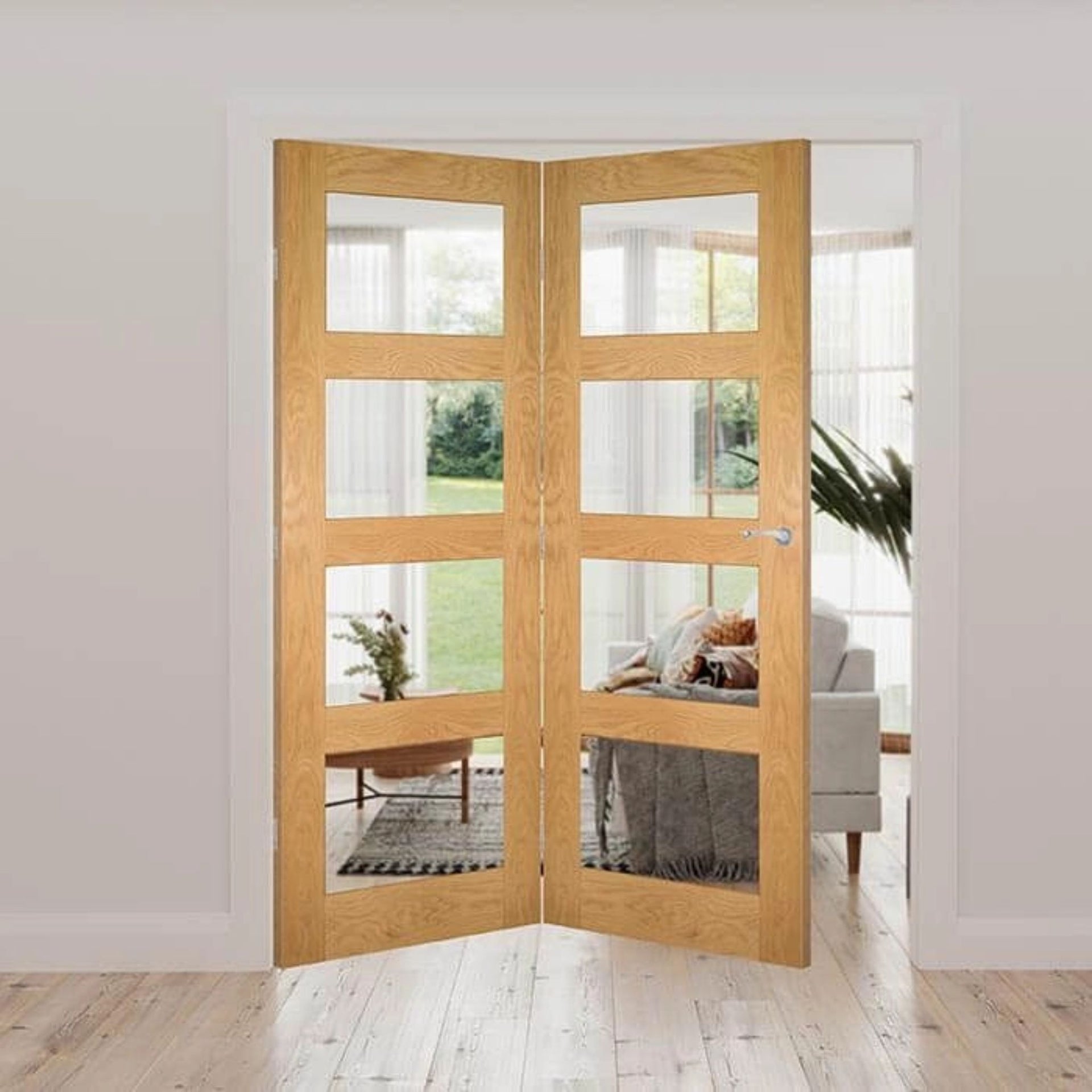 Coventry Clear Glazed Prefinished Oak Internal Door Fold Kit