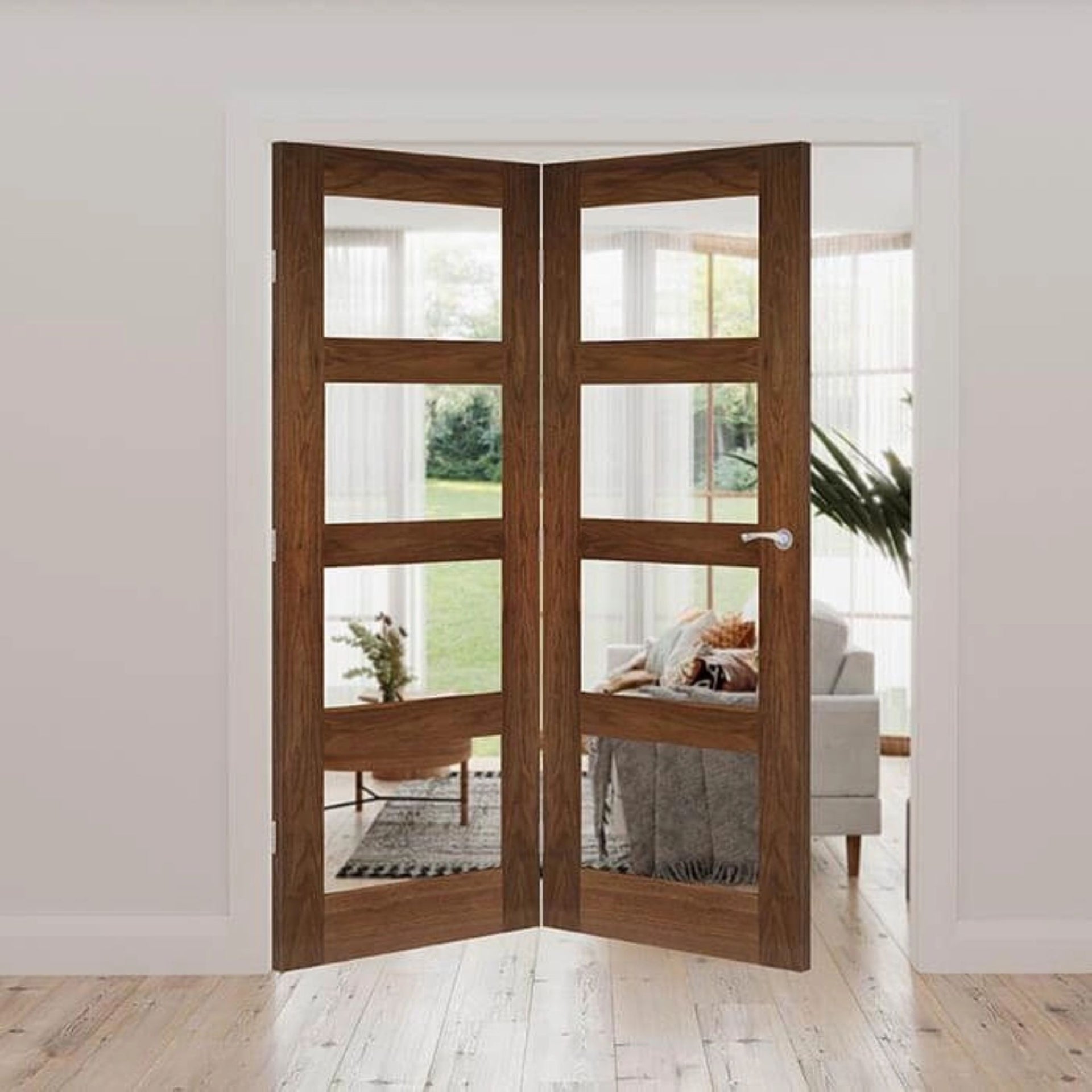 Coventry Clear Glazed Walnut Internal Door Fold Kit