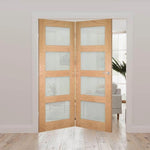Coventry Obscured Glazed Prefinished Oak Internal Door Fold Kit