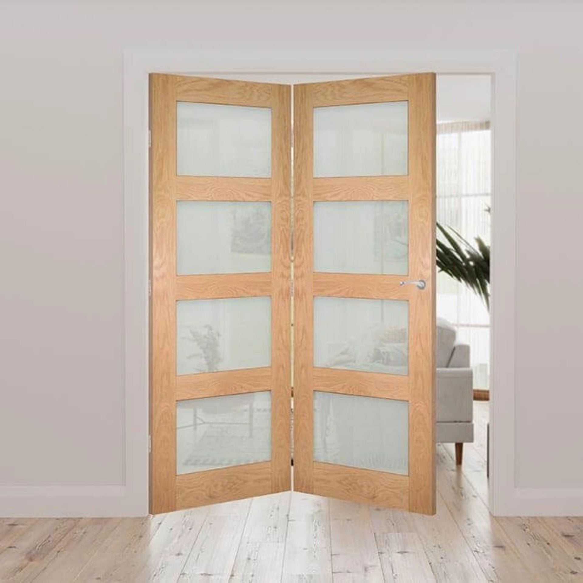 Coventry Obscured Glazed Prefinished Oak Internal Door Fold Kit