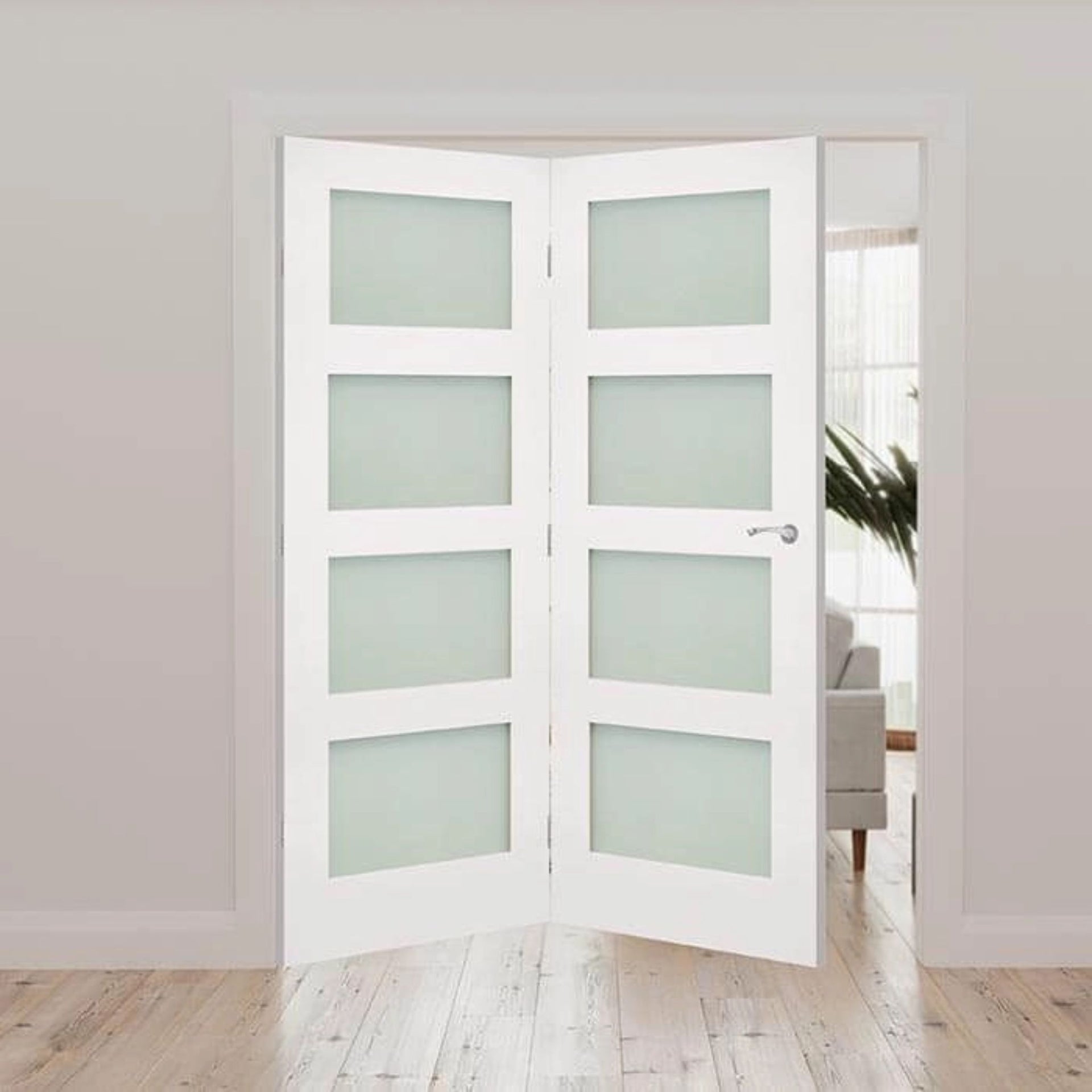 Coventry Obscured Glazed White Primed Internal Door Fold Kit