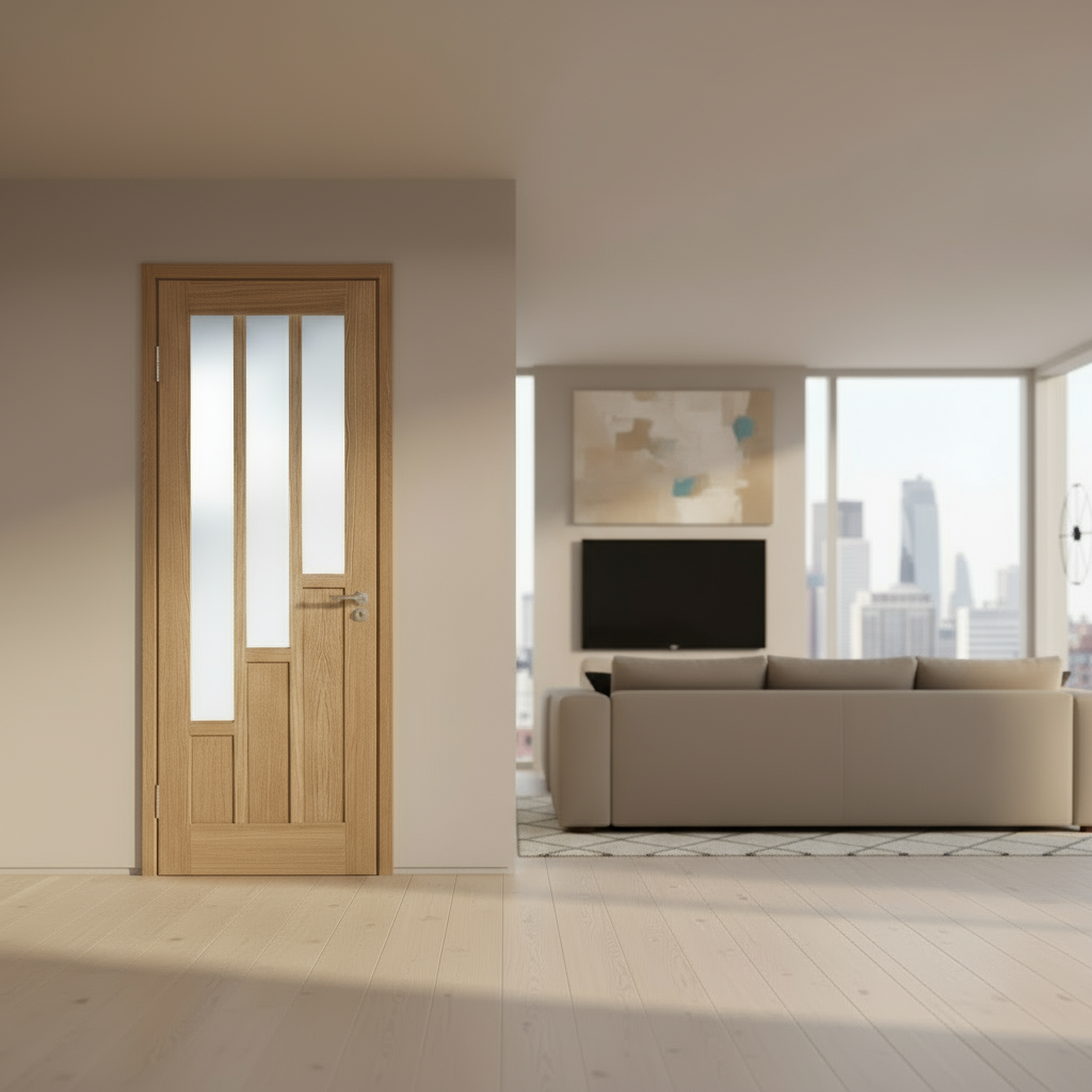 Coventry Unfinished Oak Clear Glazed 6 Panel Internal Door