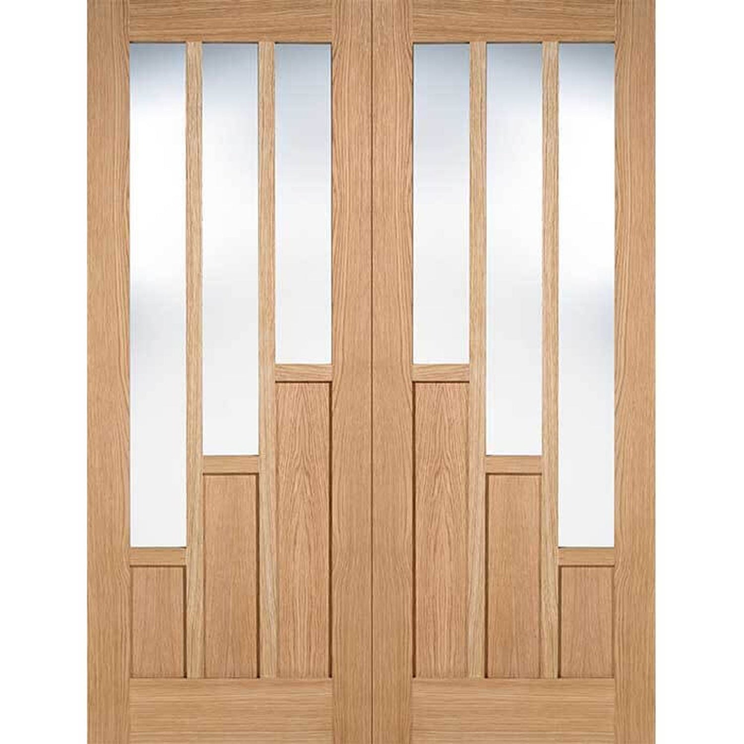 Coventry Unfinished Oak Clear Glazed Internal Door Pair - Main Product Image