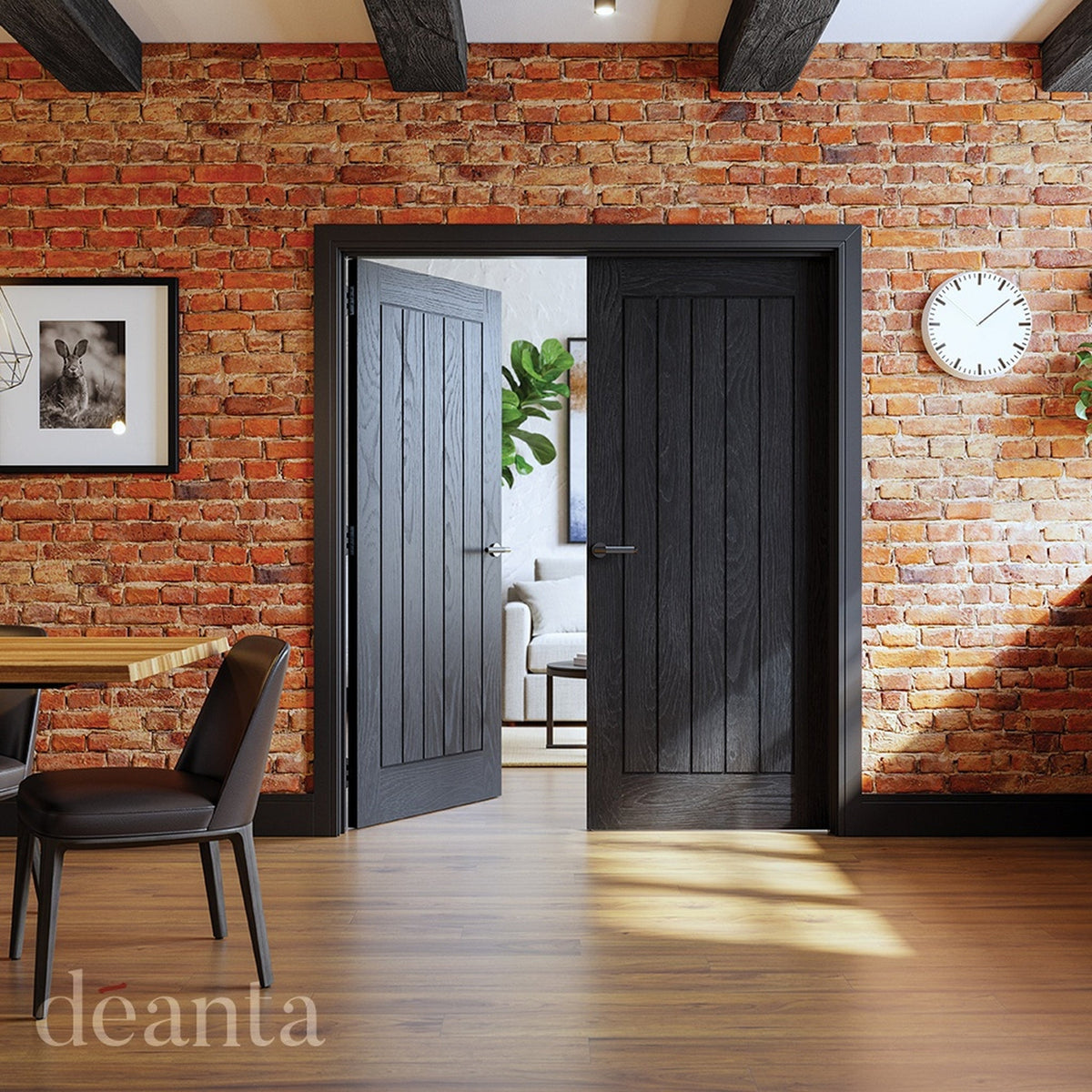 Deanta Ely Brushed Black Oak FSC Internal Door - Lifestyle Image 2