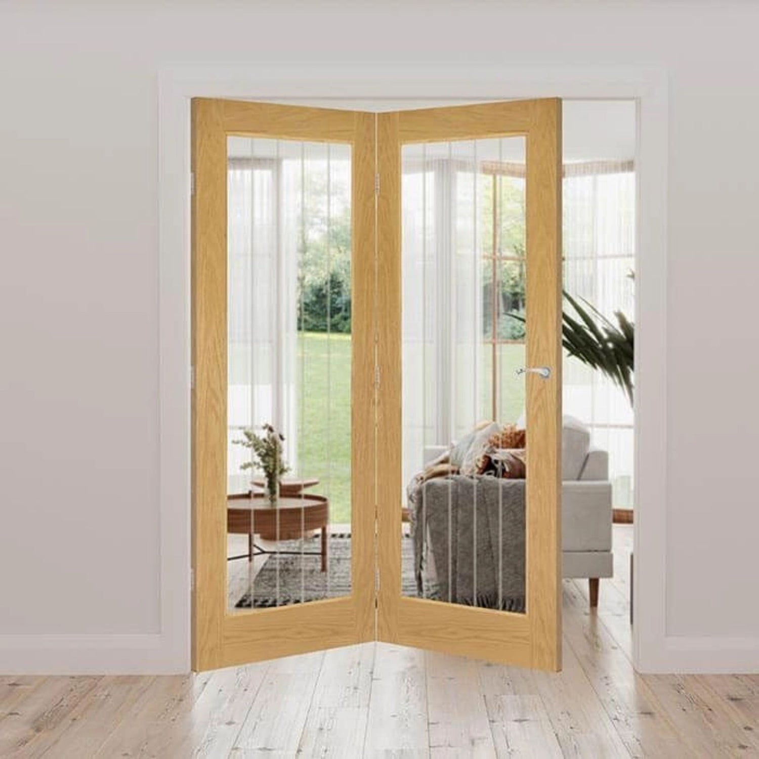 Ely 1L Glazed Prefinished Oak Internal Door Fold Kit