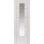 Product Emral white prefinished glazed internal door with tall clear glass panel
