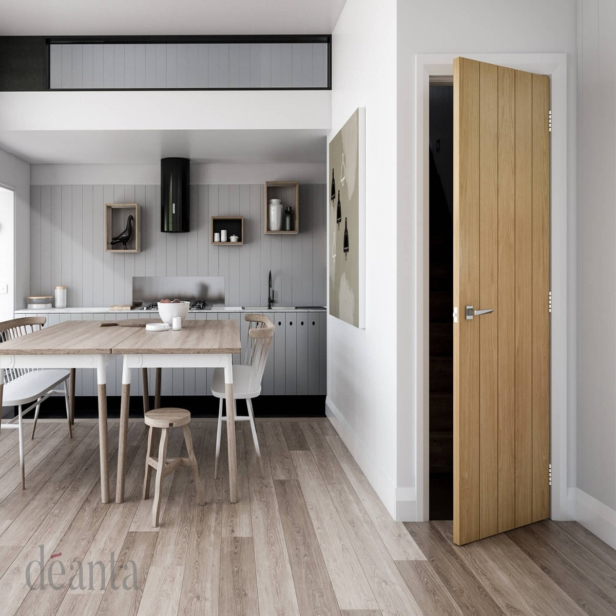 Galway Vertical Panel Oak Door - Lifestyle Image 1