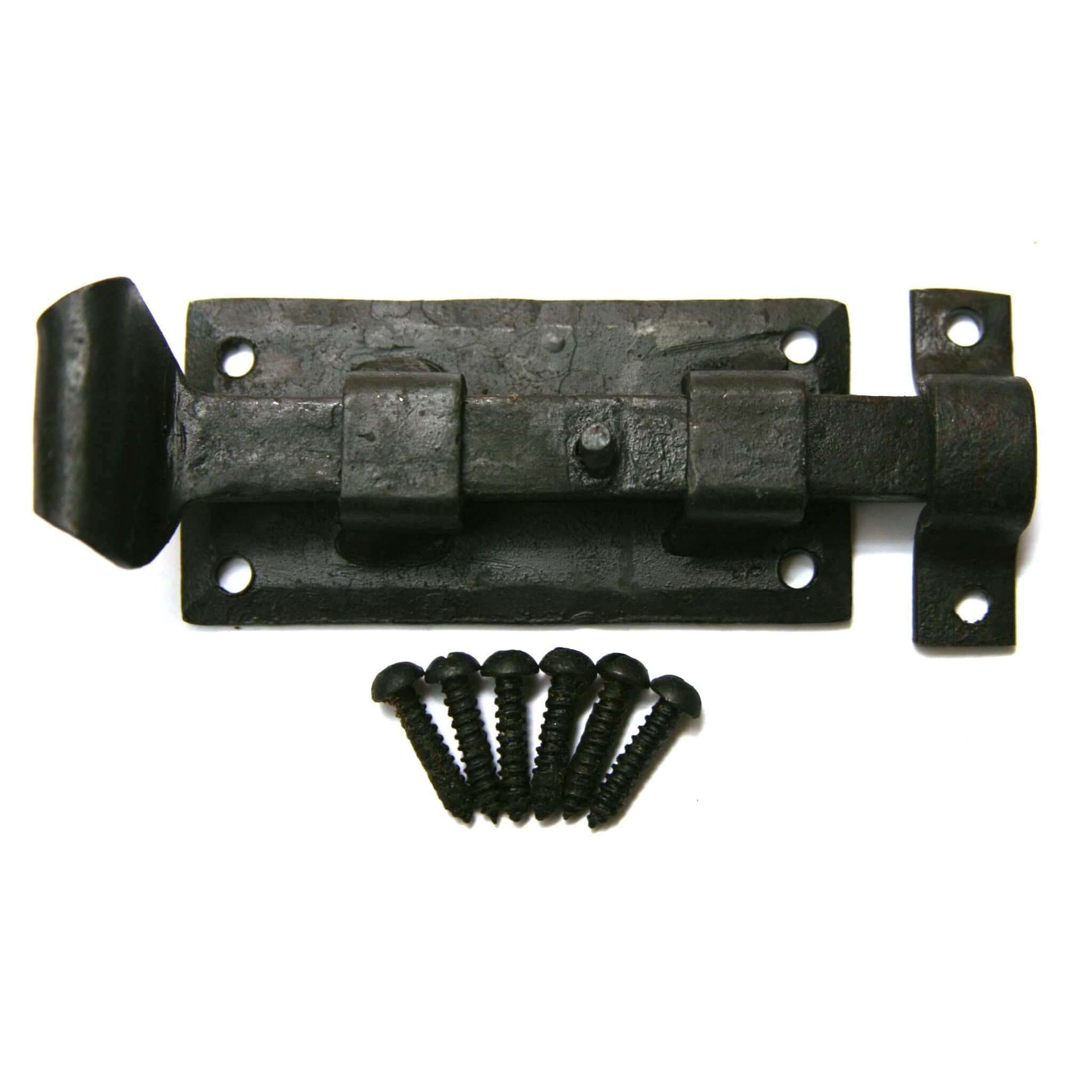 Product handforged fishtail bolt in black iron finish