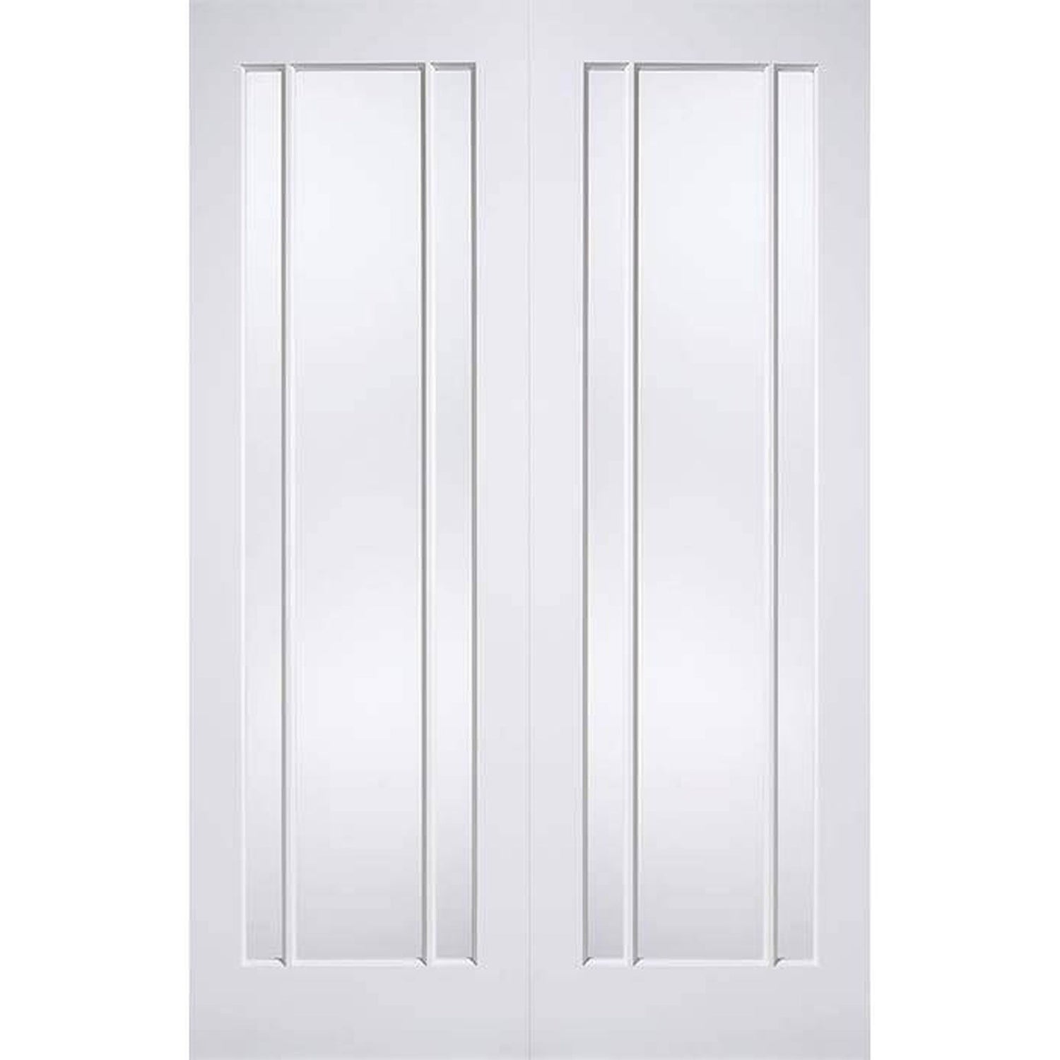 Lincoln White Primed Clear Glazed Internal Door Pair - Main Product Image