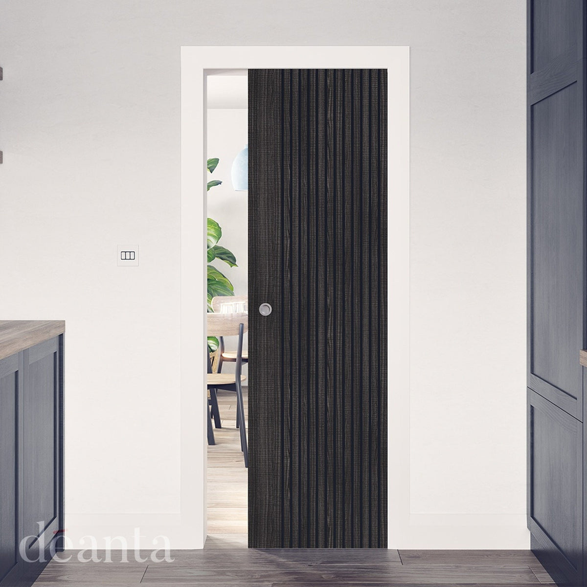 Malmo Prefinished Dark Grey Ash Internal Fire Door - Lifestyle Image 2