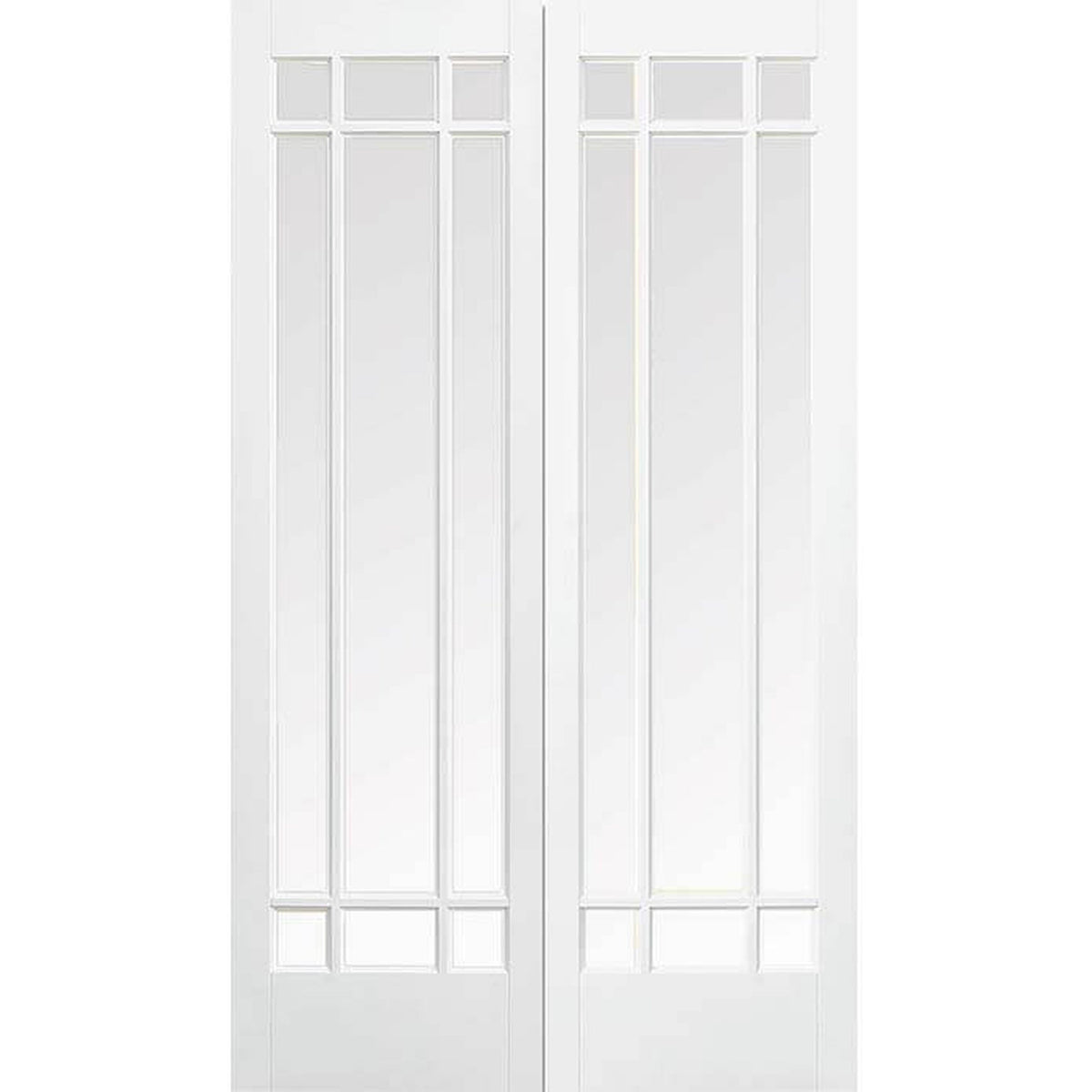 Manhattan White Primed Clear Glazed Internal Door Pair - Main Product Image