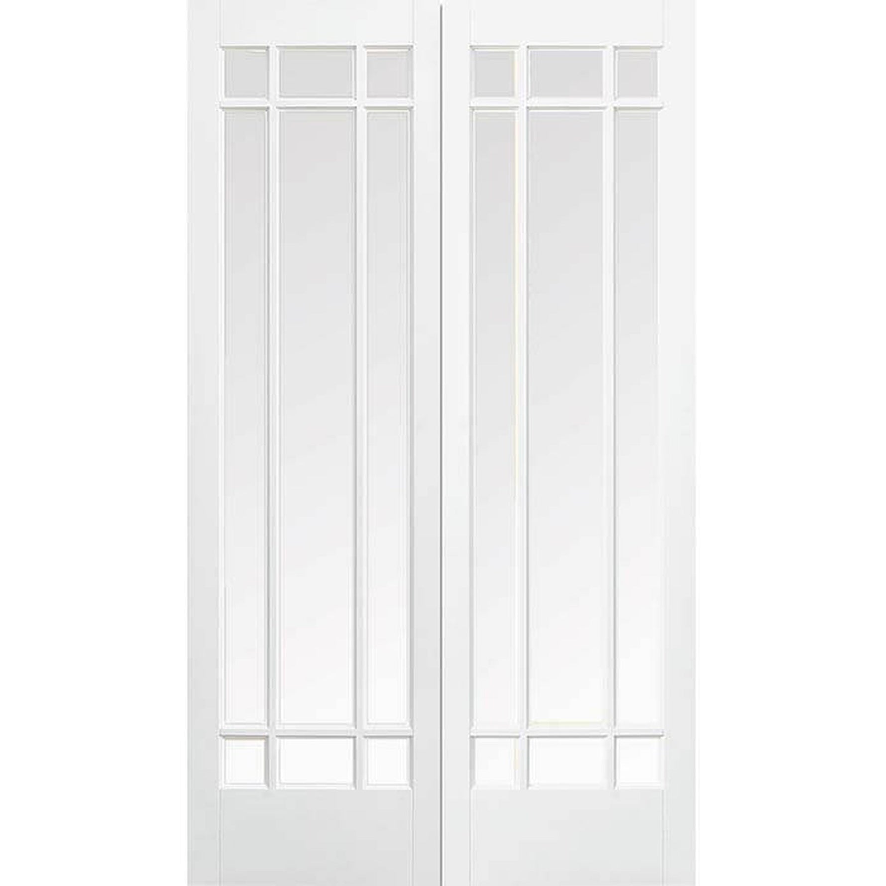 Manhattan White Primed Clear Glazed Internal Door Pair - Main Product Image