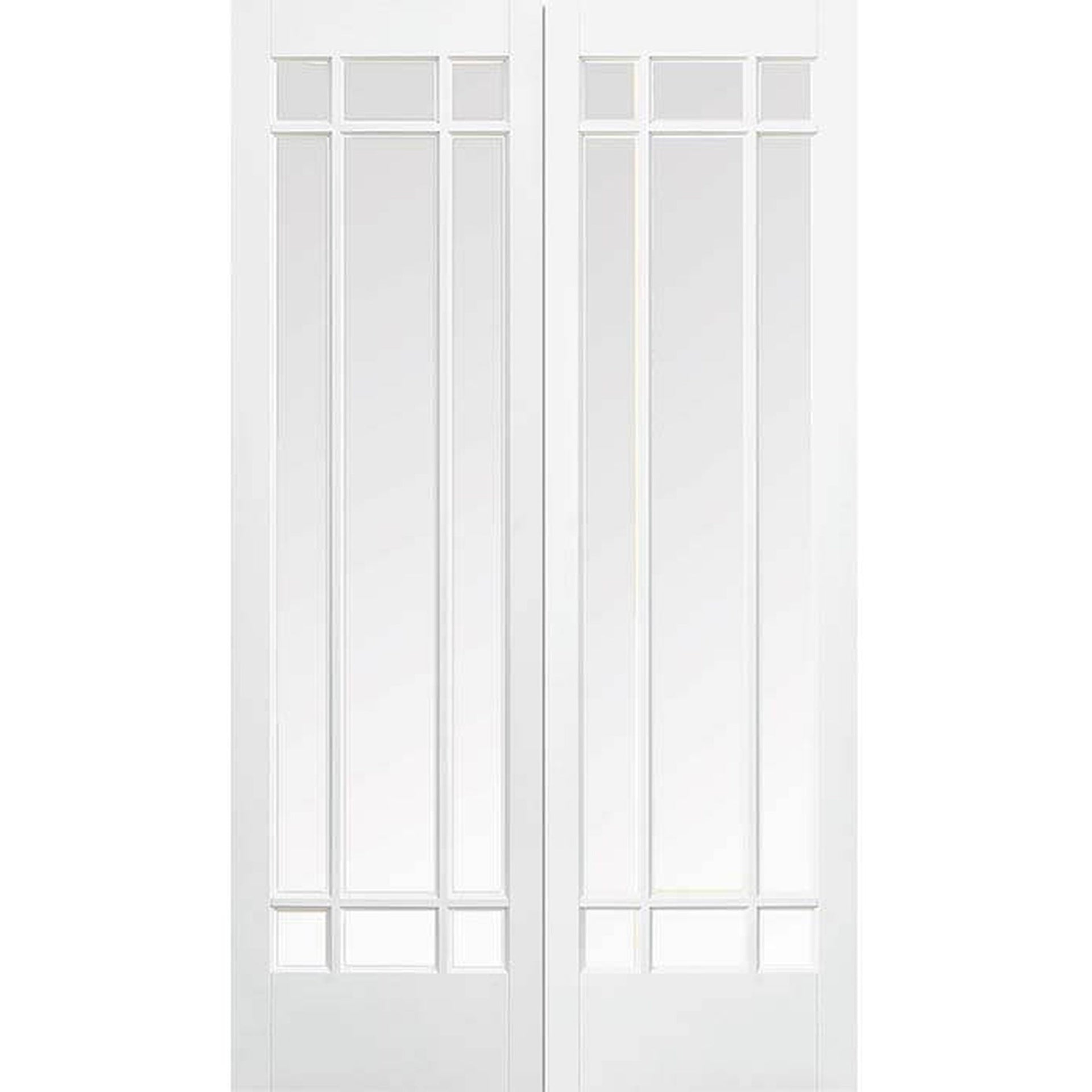 Manhattan White Primed Clear Glazed Internal Door Pair - Main Product Image