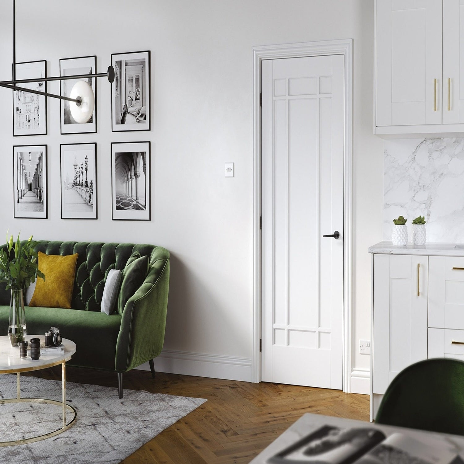 Manhattan White Primed FD30 Internal Fire Door - Lifestyle Image 1