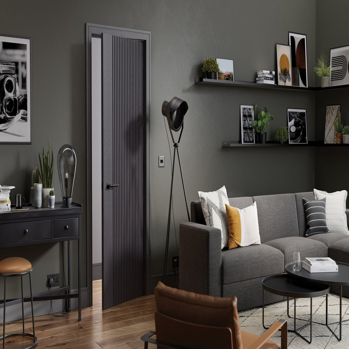 Melbourne Prefinished Ash Grey Internal Door - Lifestyle Image 1