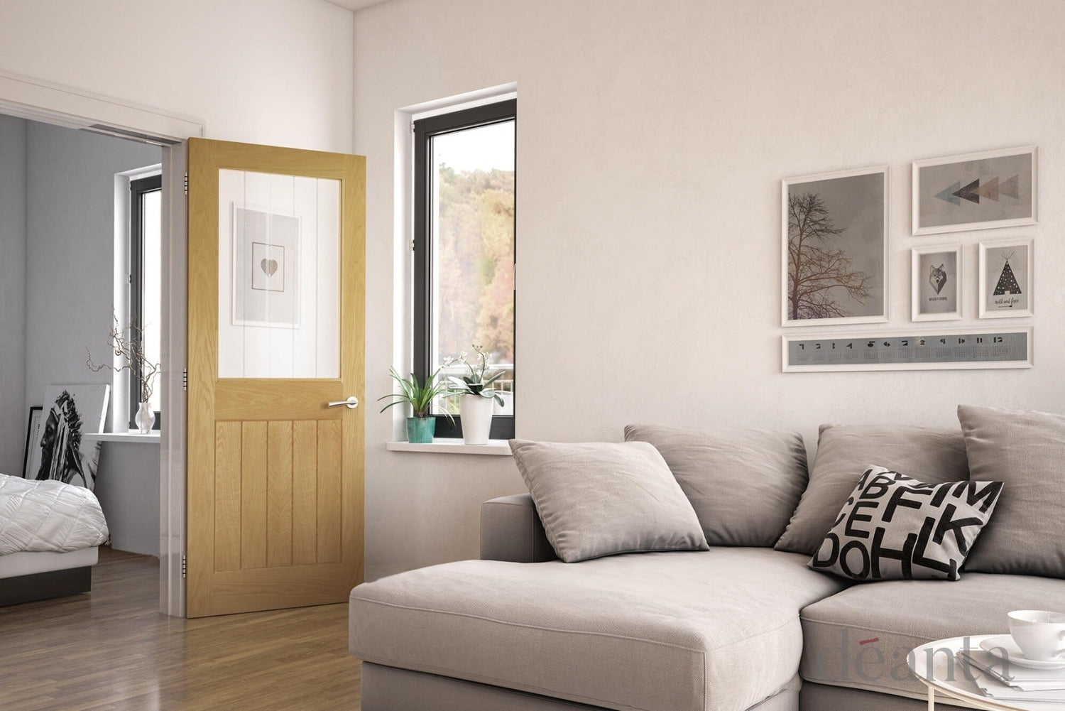 Mexicana Ely Prefinished Internal Oak 1L Glazed Door