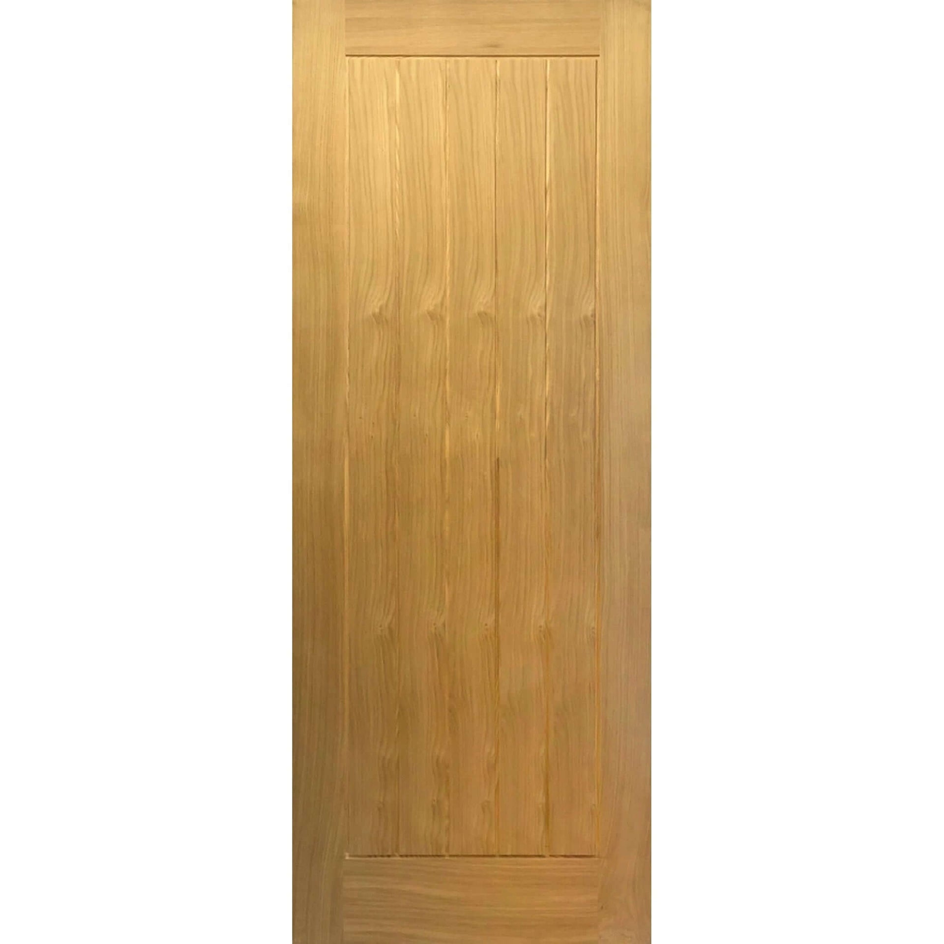 Lifestyle Mexicano modern oak door close-up showing vertical grooves and grain