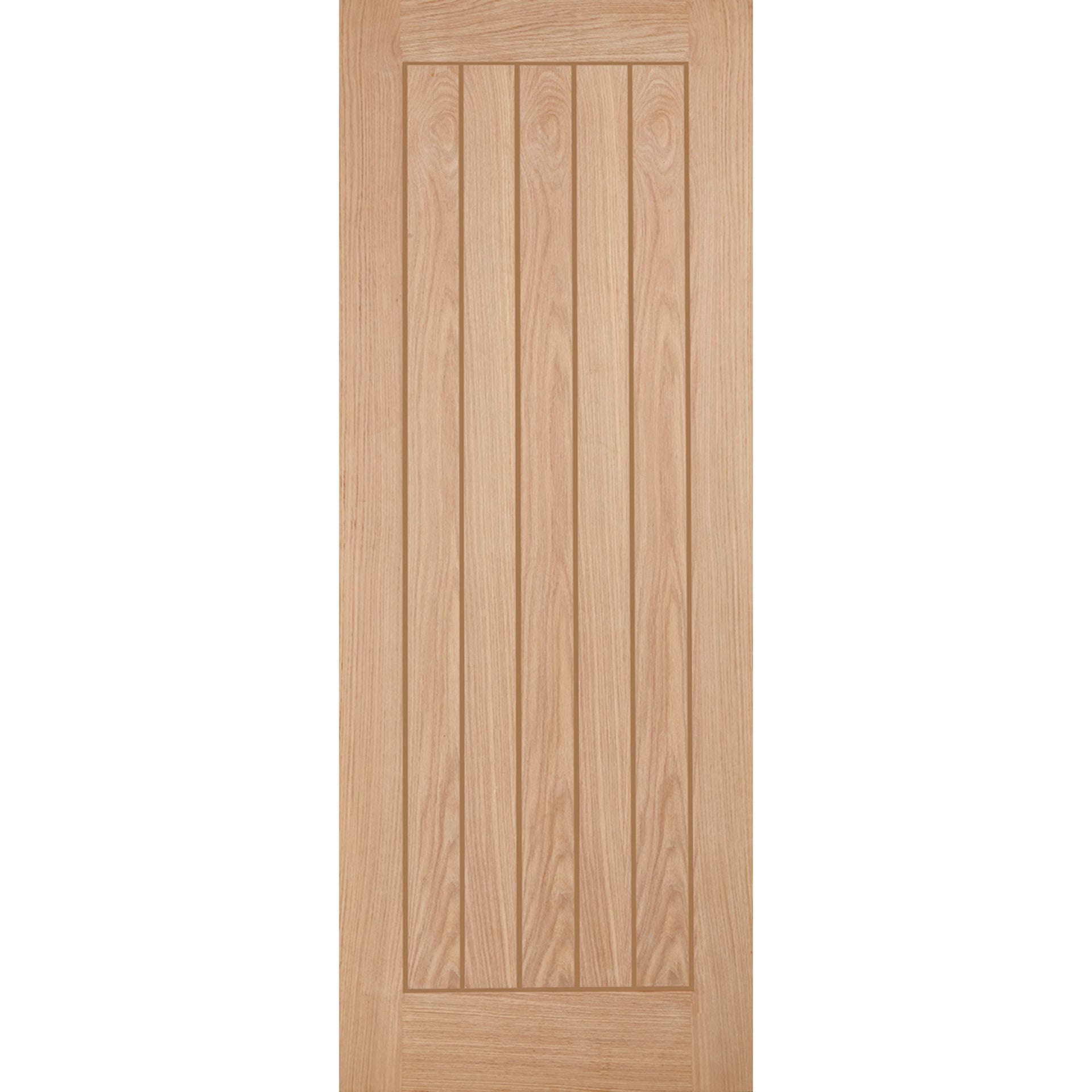 Product oak Belize internal door with vertical grooved panels and natural grain