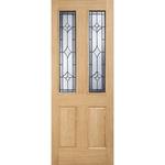 Product oak Salisbury glazed external door pair with decorative glass panels