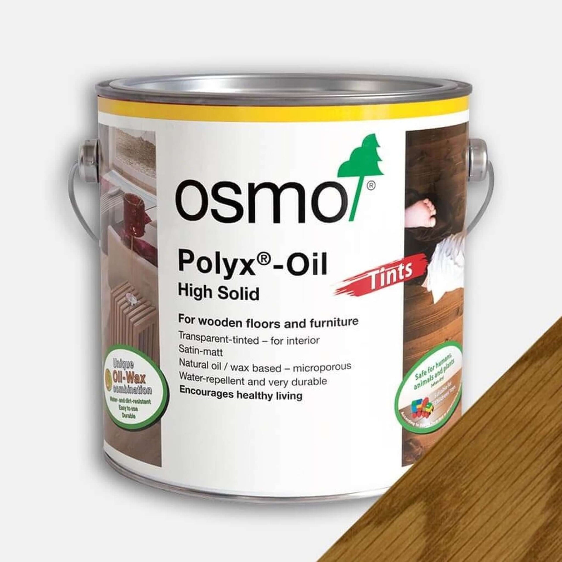 Product Osmo Polyx Oil light oak honey tint tin on white background