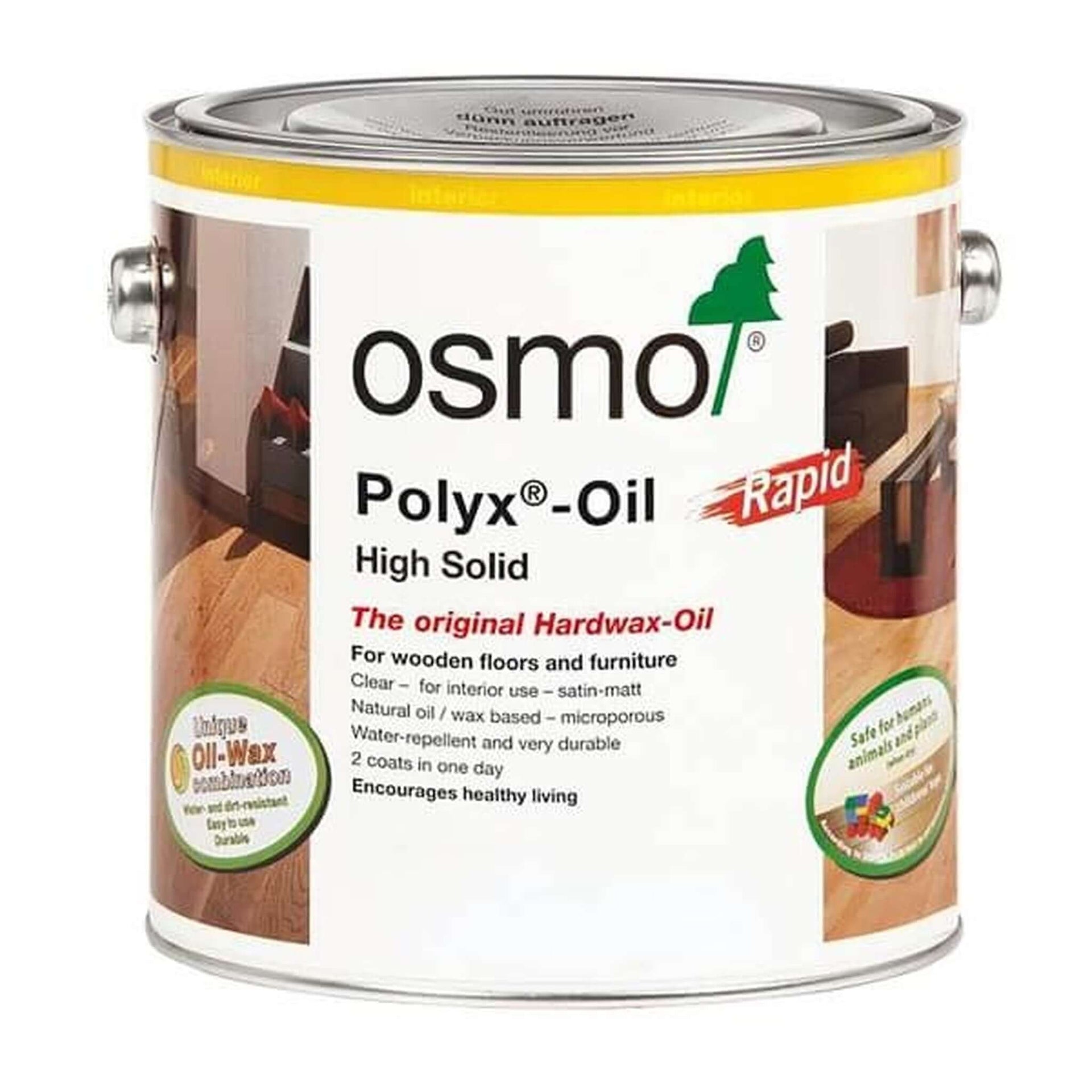 Product Osmo Polyx Oil Rapid clear matt finish applied to wood
