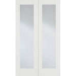 Pattern 20 White Primed Clear Glazed Internal Door Pair - Main Product Image