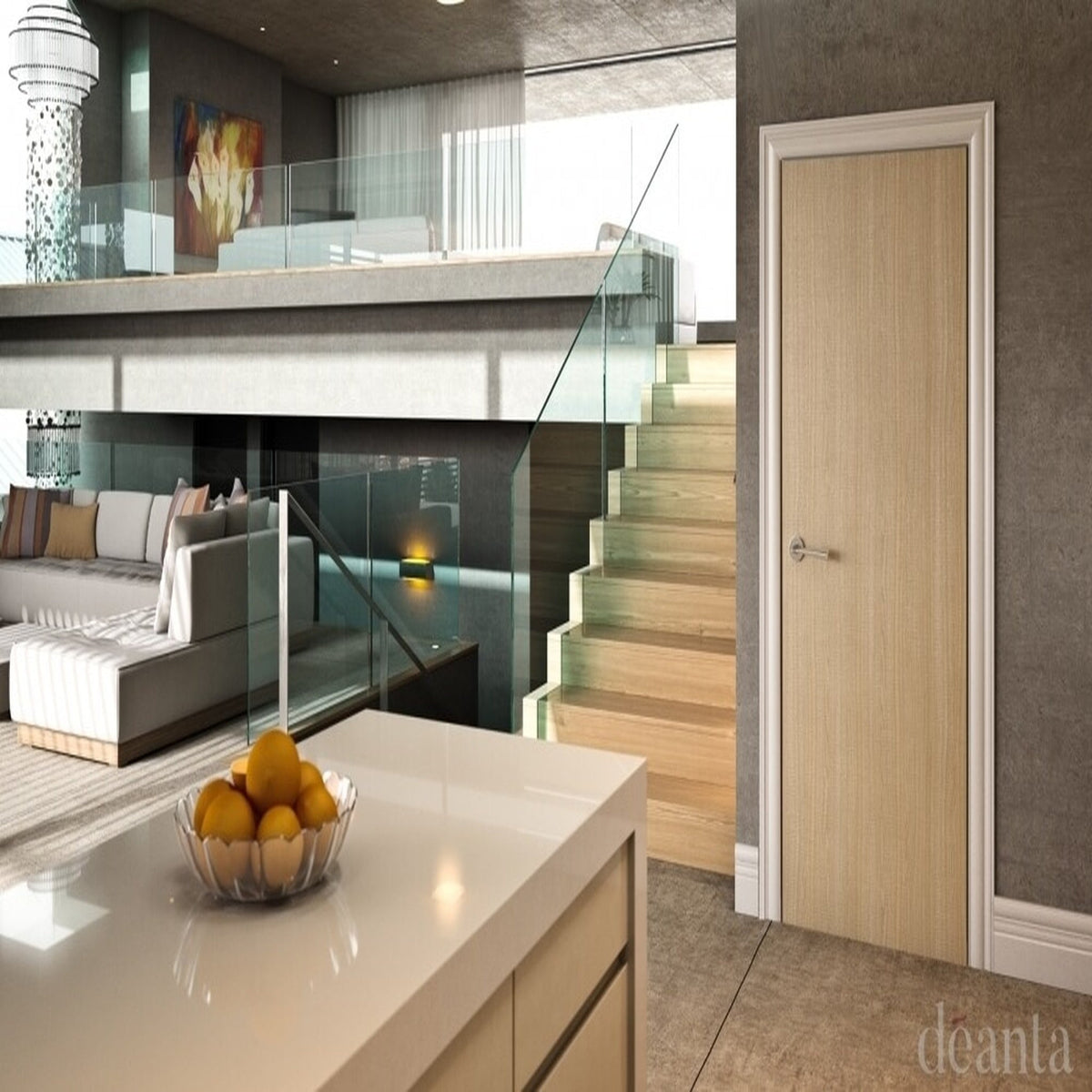 Prefinished Ash Internal FD30 Flush Fire Door - Lifestyle Image 1