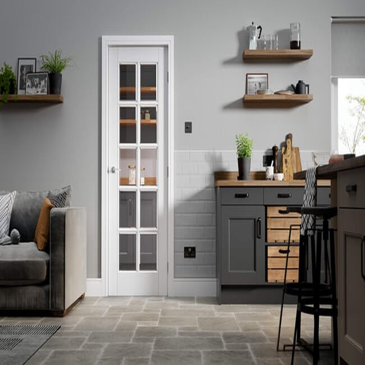 SA Clear Glazed 10L White Moulded Internal Door - Lifestyle Image 1