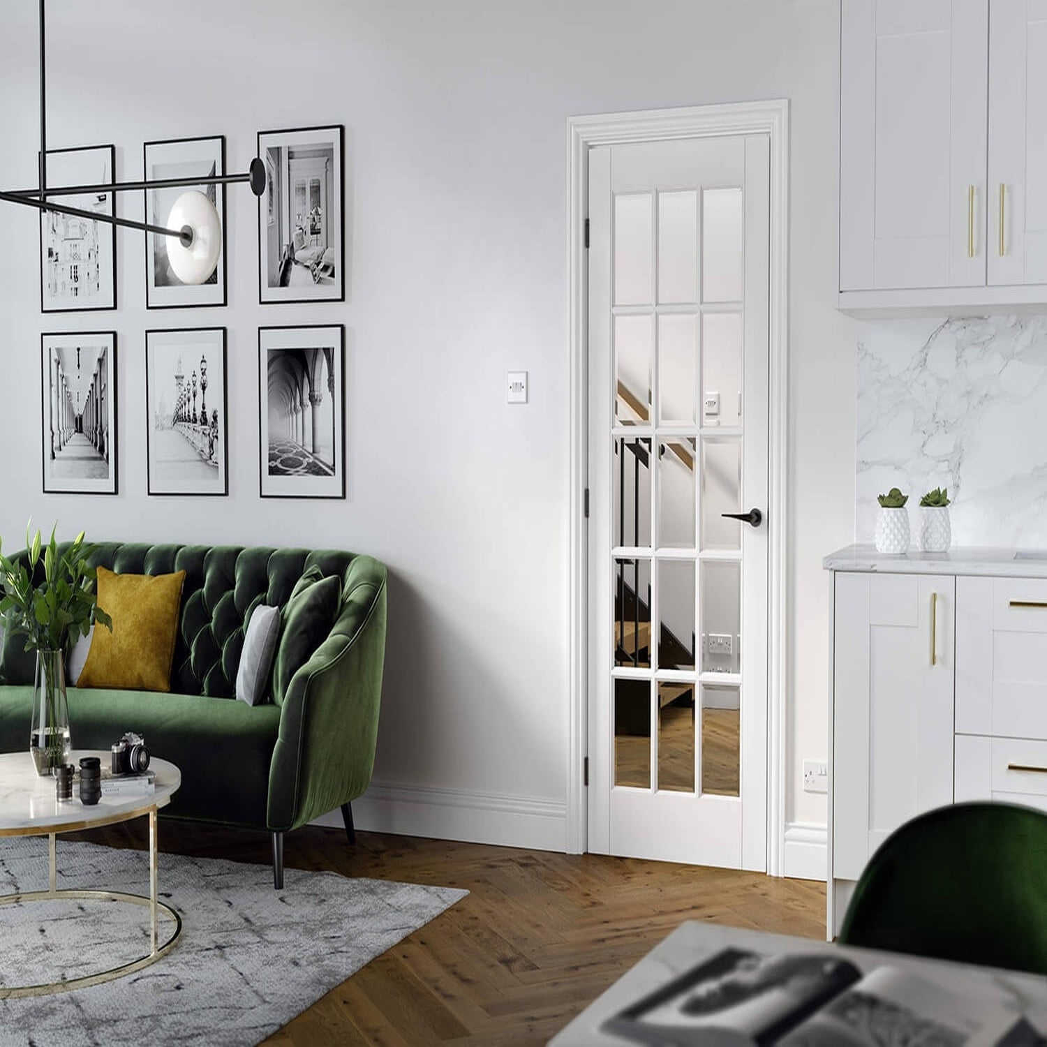 SA Clear Glazed 15L White Primed Internal Door - Lifestyle Image 1