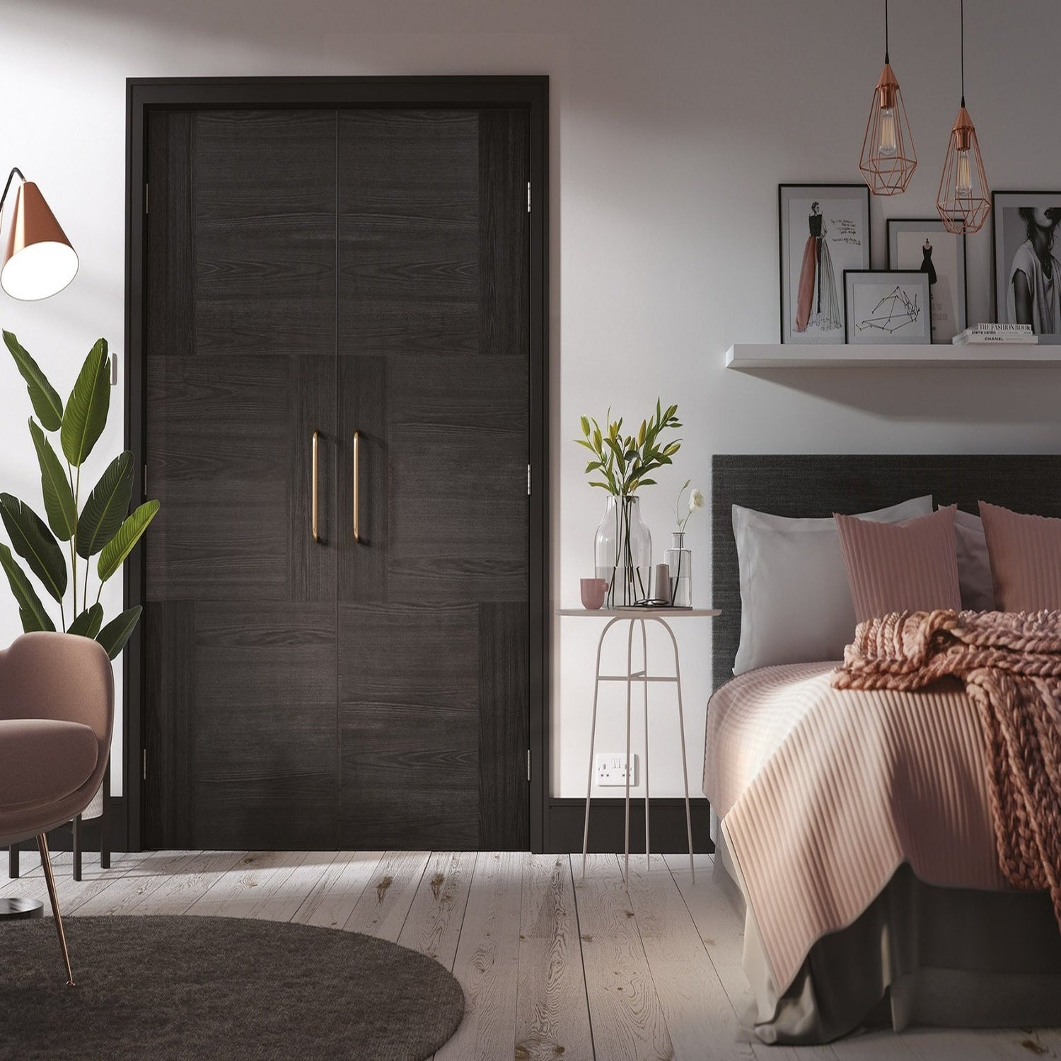 Seis Prefinished Charcoal Black Internal Door - Lifestyle Image 1