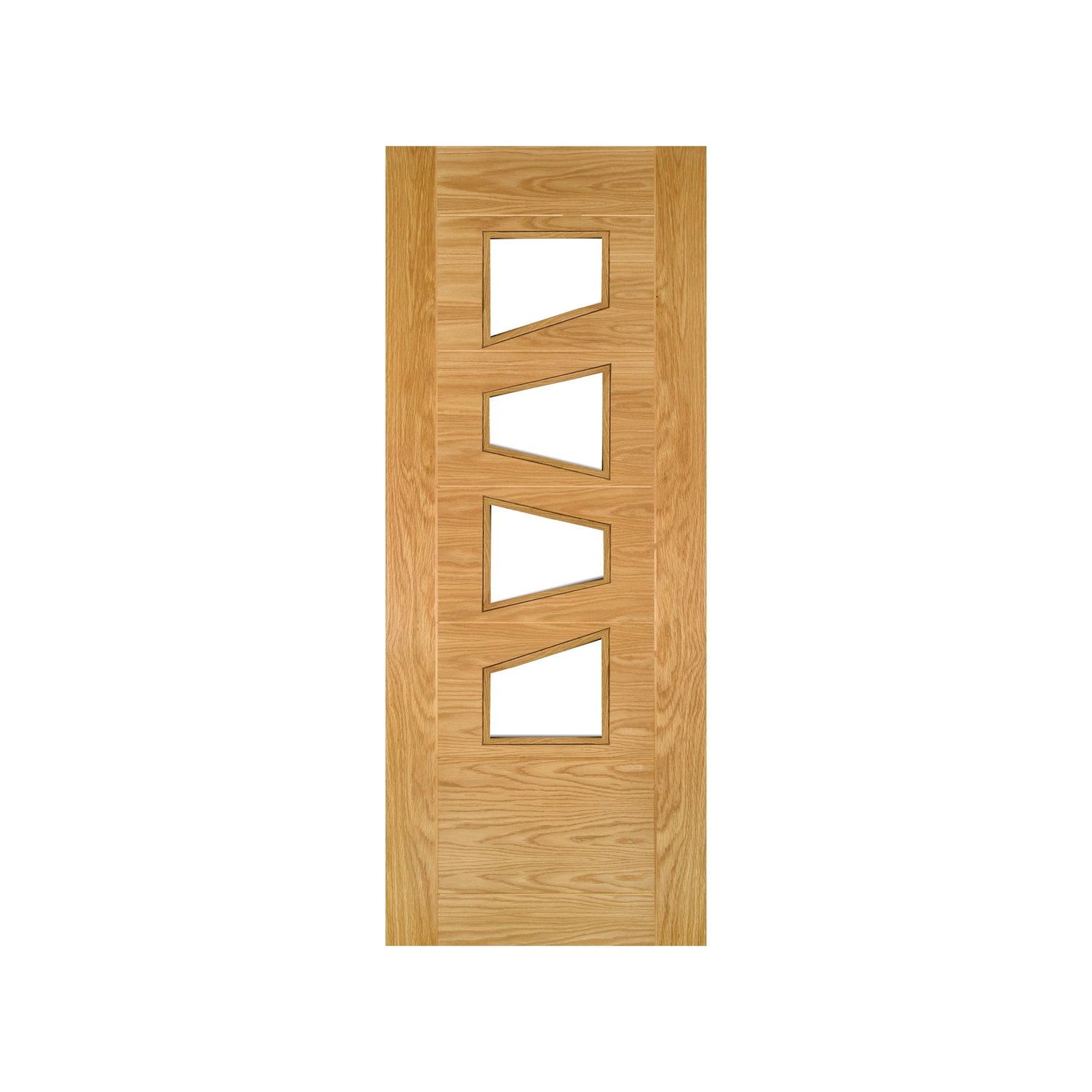 Seville Clear Glazed 4PS (Slanted) Prefinished Oak Door - Main Product Image
