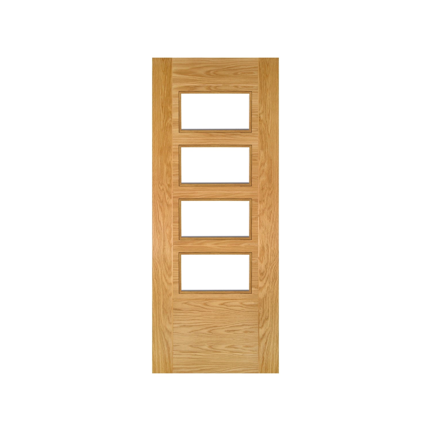 Seville Clear Glazed 4P (Straight) Prefinished Oak Door - Main Product Image