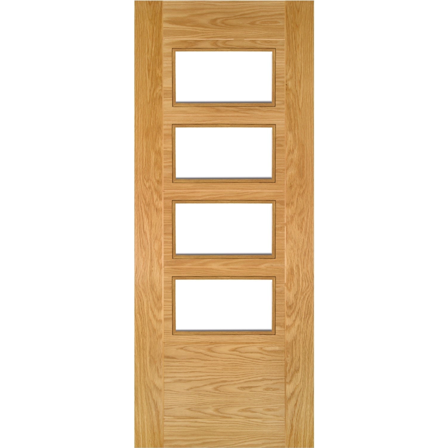 Seville Clear Glazed 4P (Straight) Prefinished Oak Door - Main Product Image