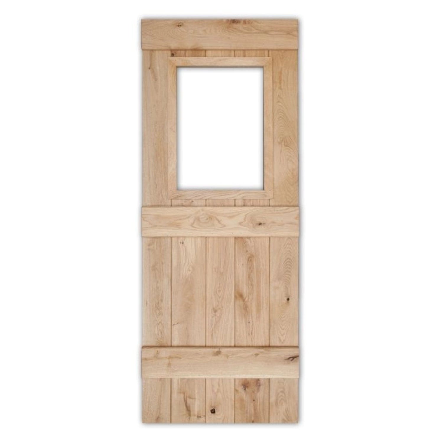 Solid Oak 3 Ledge Glazed Rustic V Groove Cottage Door
