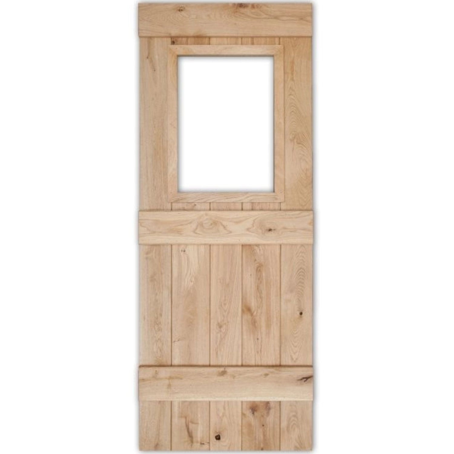 Solid Oak 3 Ledge Glazed Rustic Bead and Butt Cottage Door