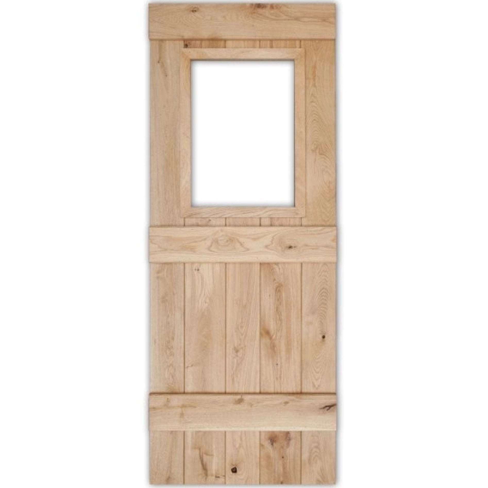 Solid Oak 3 Ledge Glazed Rustic V Groove Cottage Door