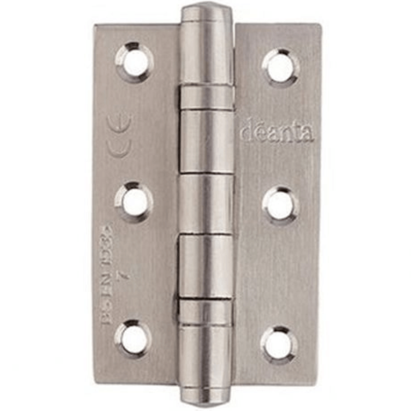 Product silver square hinge pair with countersunk screw holes