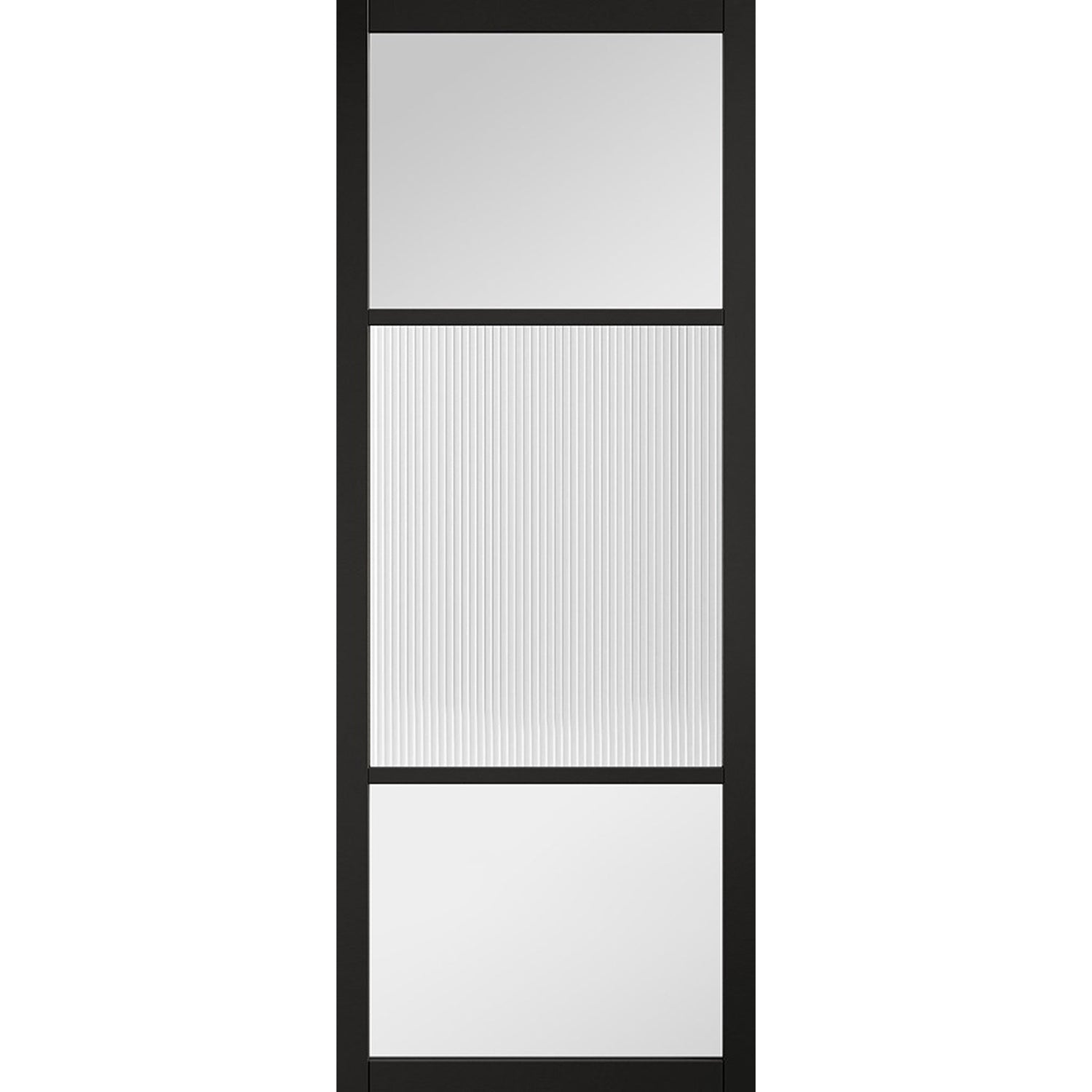 Sutton Black Prefinished Reeded Glazed Door - Main Product Image