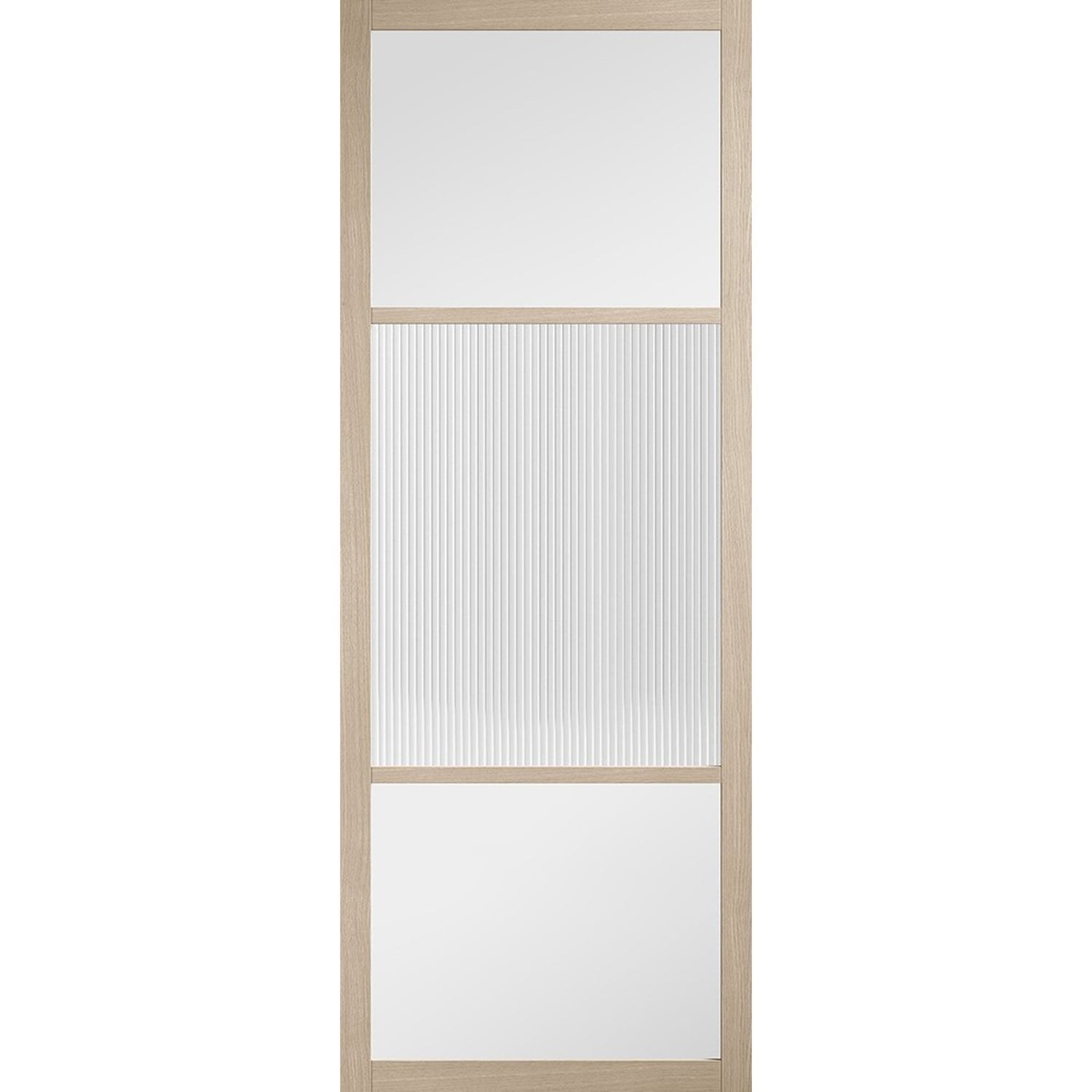 Sutton Prefinished Reeded Glazed Blonde Oak Door - Main Product Image