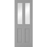 Textured 2 Panel 2 Light Prefinished Grey Glazed Internal Door - Main Product Image
