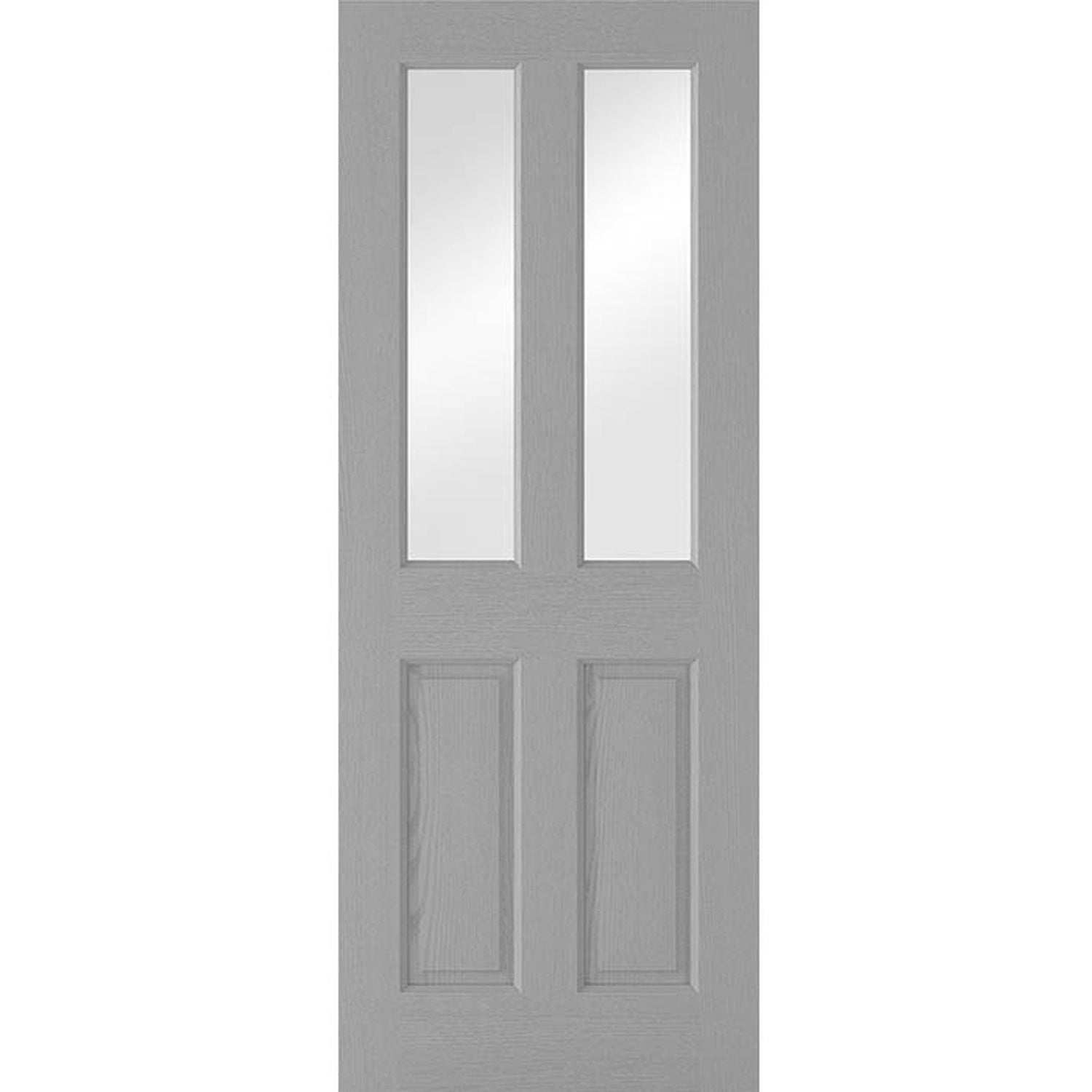 Textured 2 Panel 2 Light Prefinished Grey Glazed Internal Door - Main Product Image