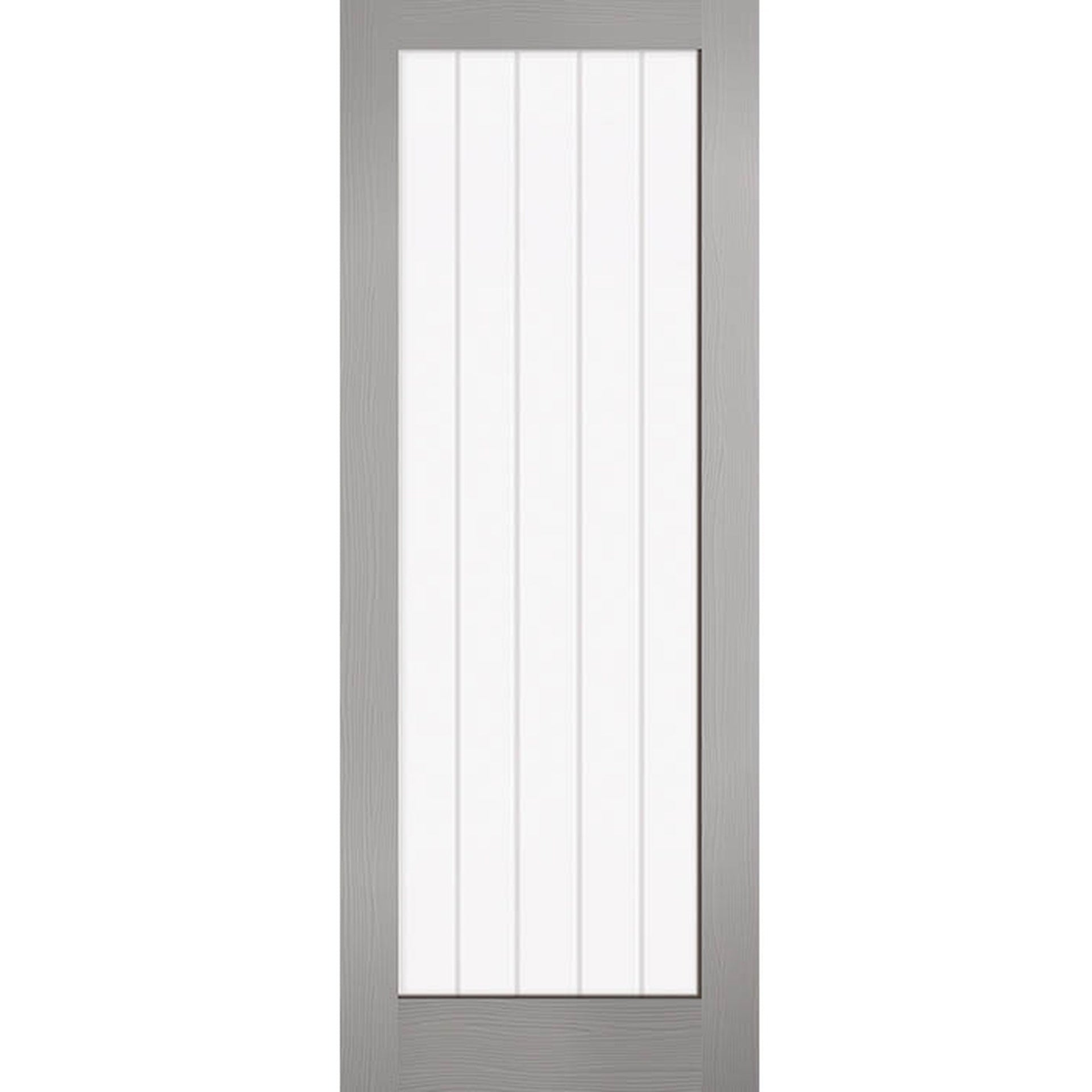 Textured Vertical 1 Light Prefinished Grey Internal Door - Main Product Image